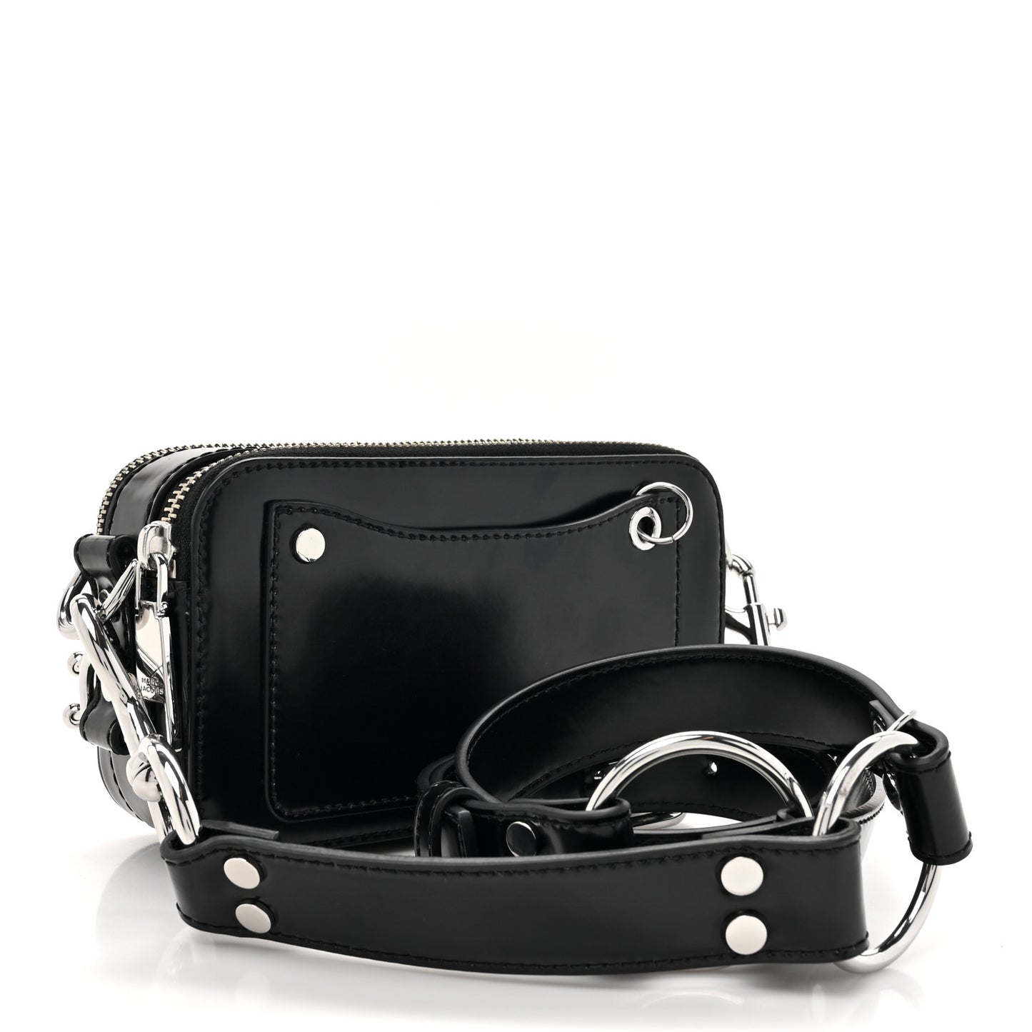Calfskin Pierced Small Snapshot Camera Bag Black