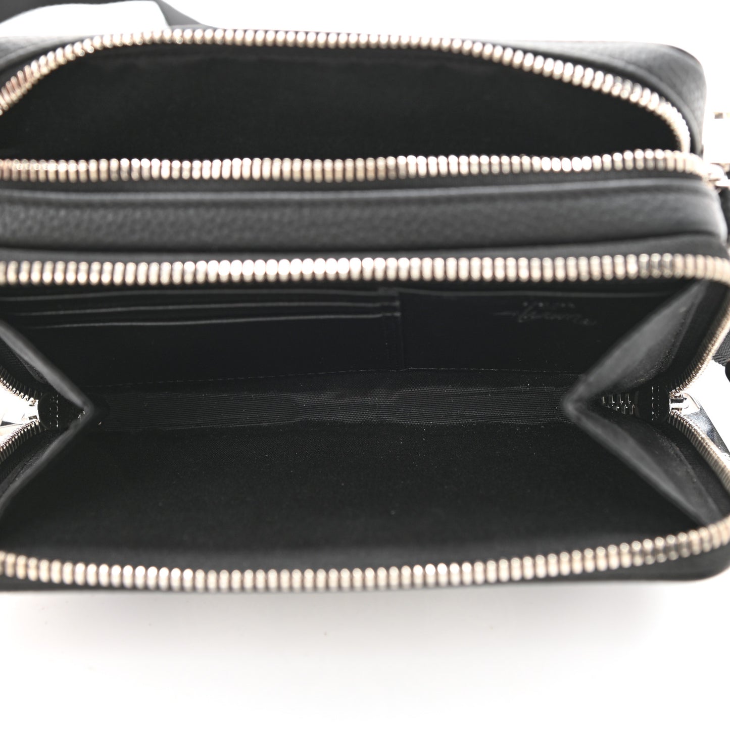 X SHAWN STUSSY Grained Calfskin Double Zip Crossbody Pouch Black