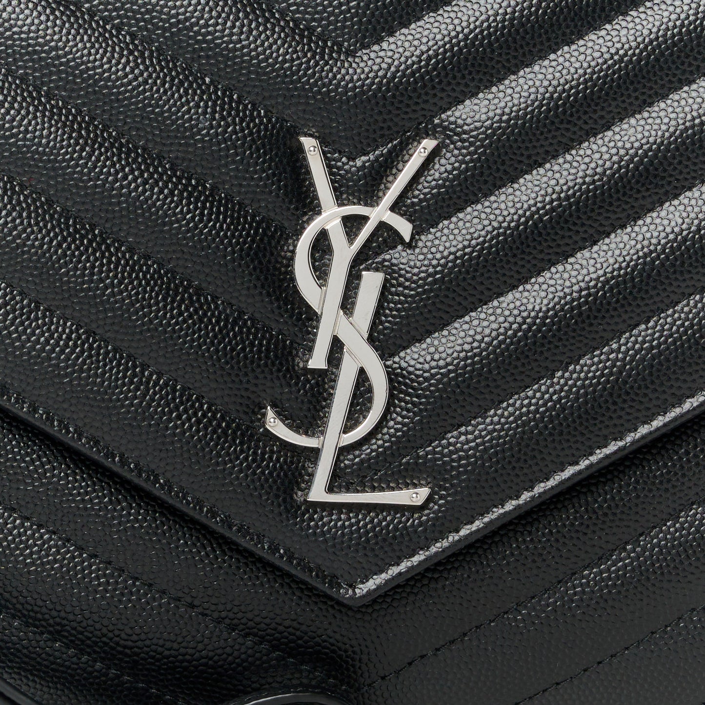 Grain De Poudre Matelasse Chevron Monogram Envelope Clutch Black