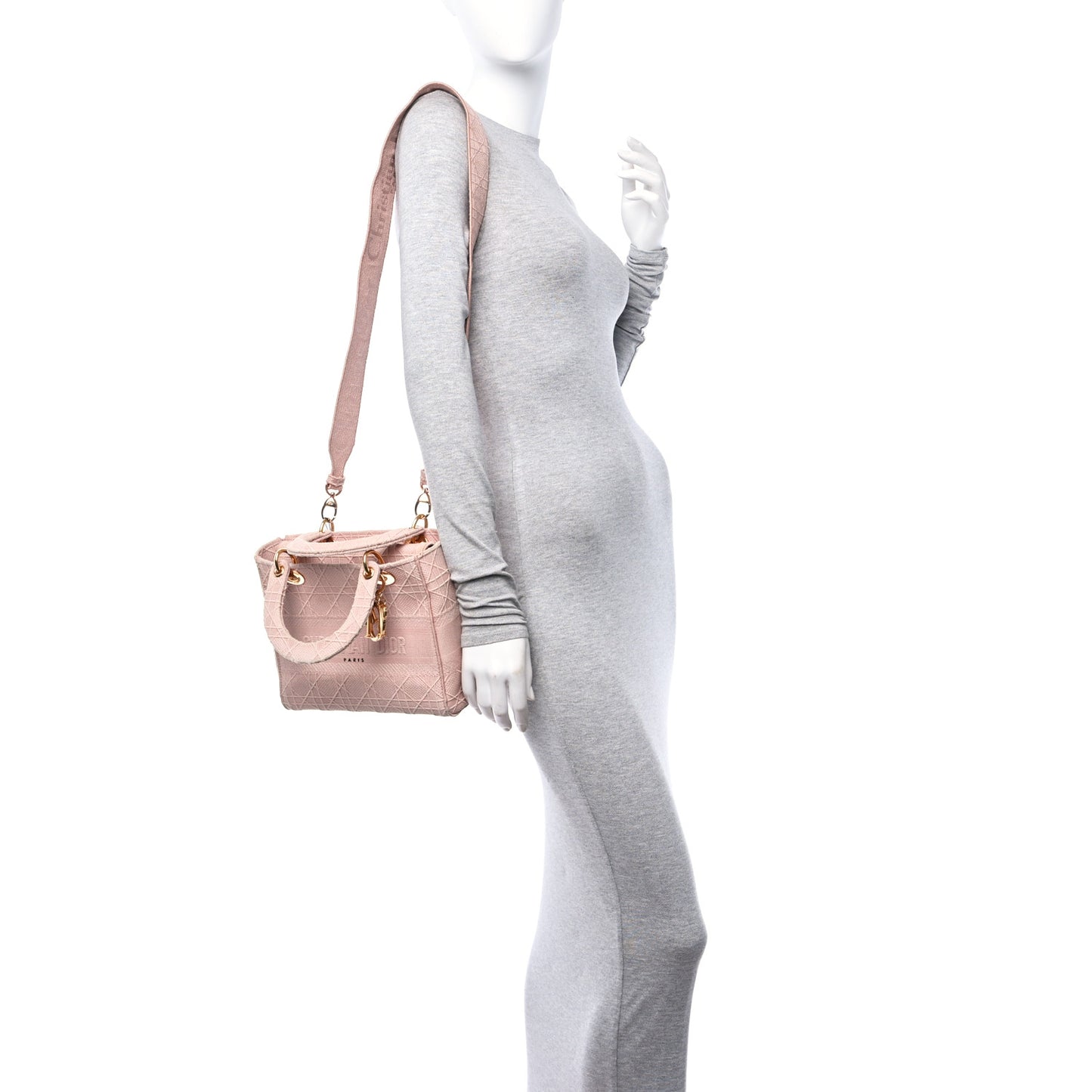 Canvas Embroidered Cannage Medium Lady D-Lite Pink