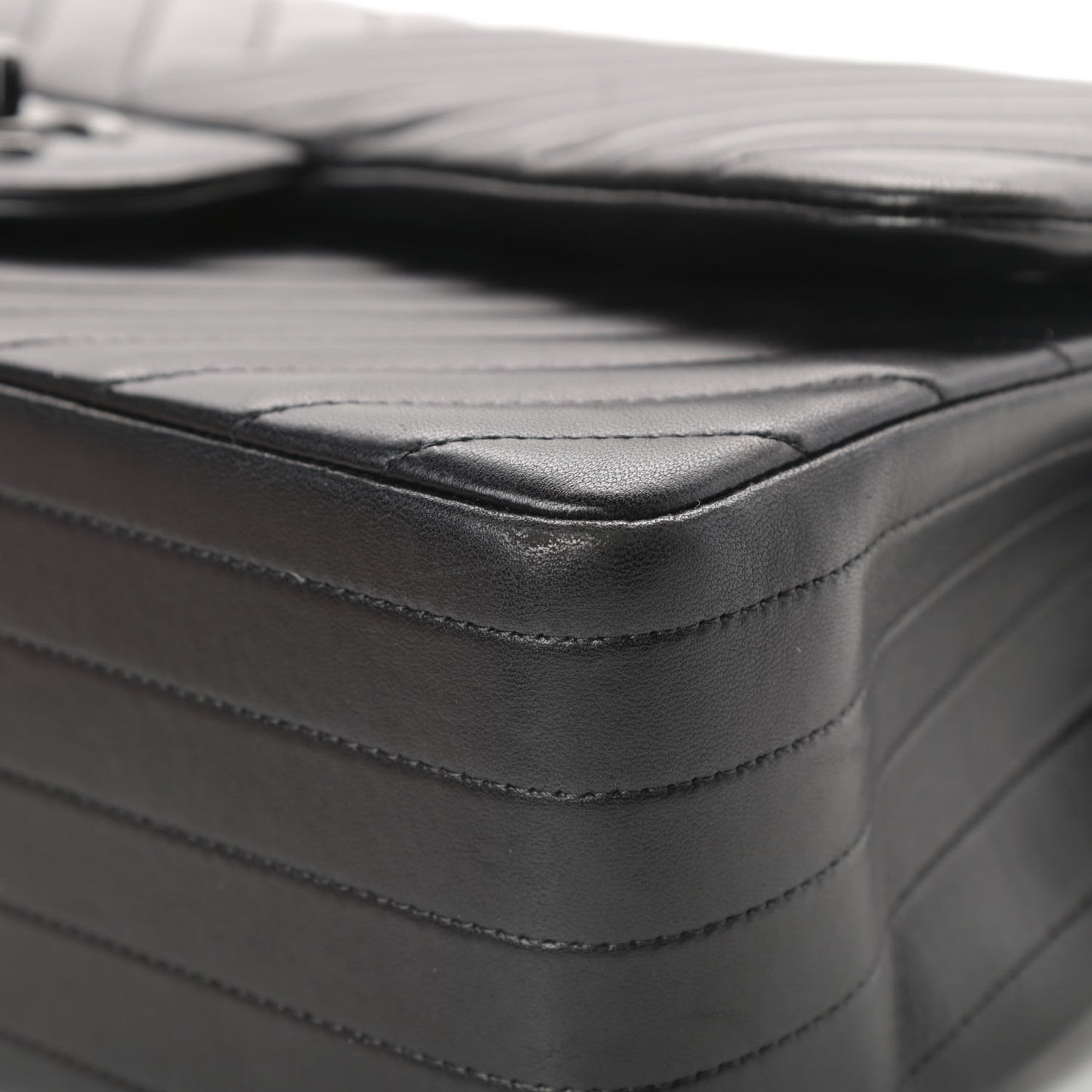 Lambskin Chevron Quilted Jumbo Double Flap So Black