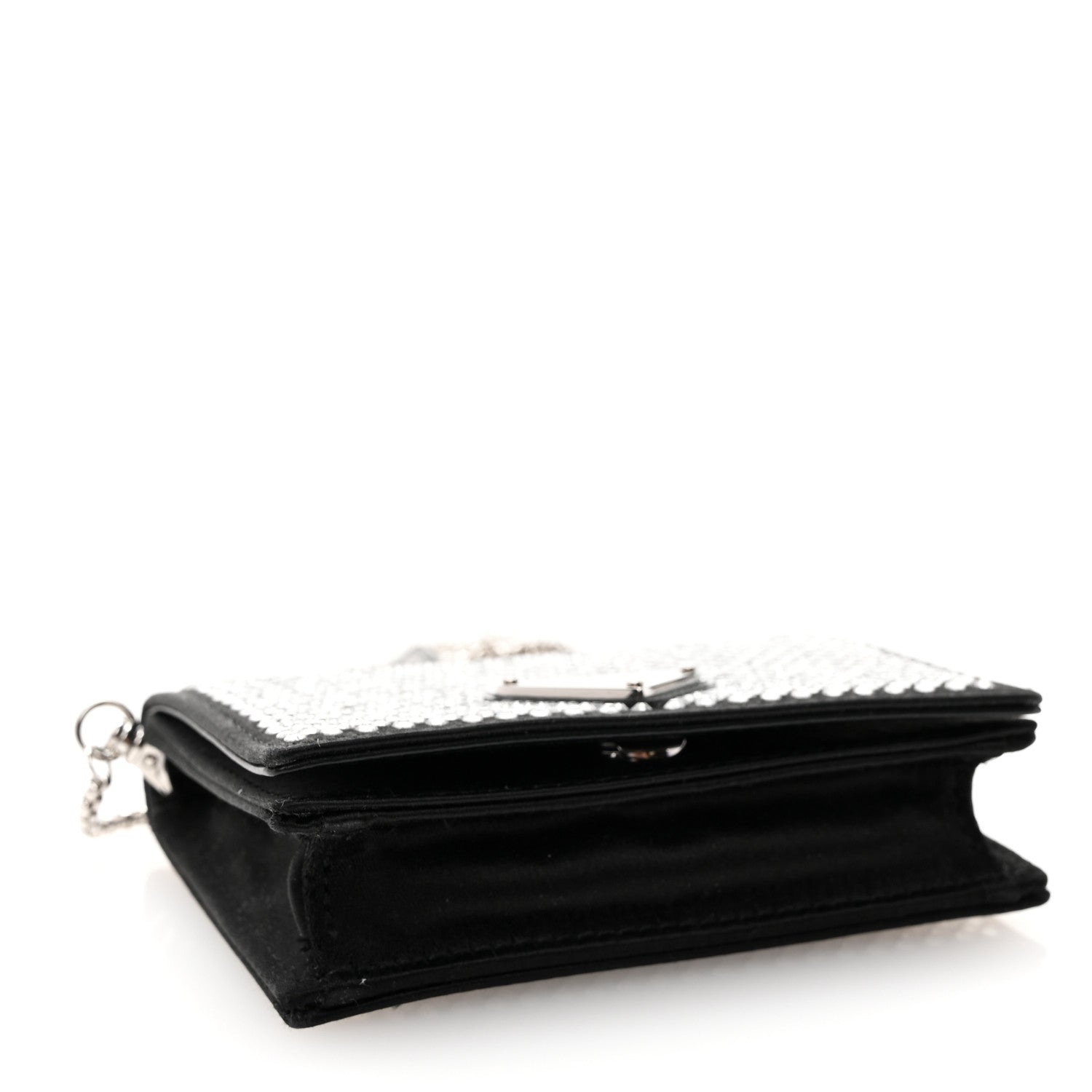 Prada Satin Crystal Metal Triangle Logo Card Holder With Strap Cristal 4 of 11