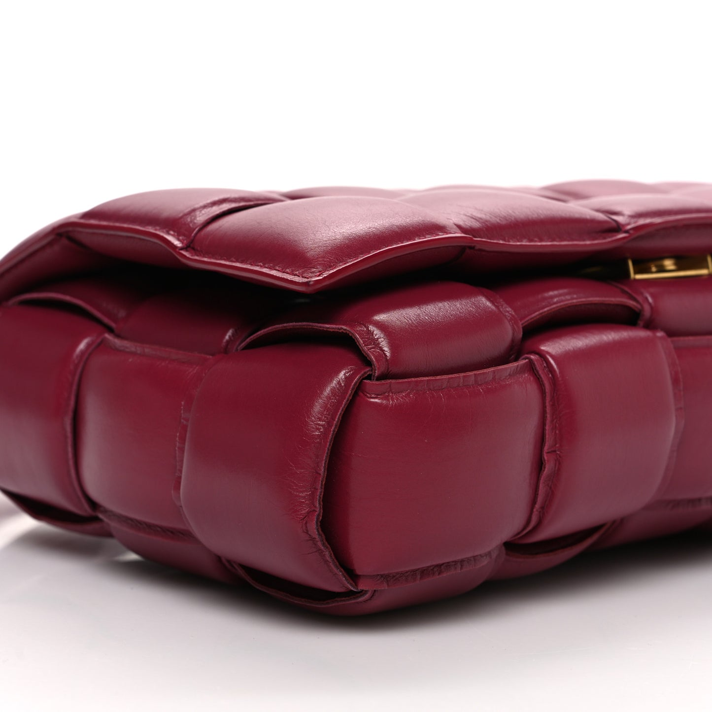 Nappa Maxi Intreccio Padded Cassette Crossbody Bag Dark Red