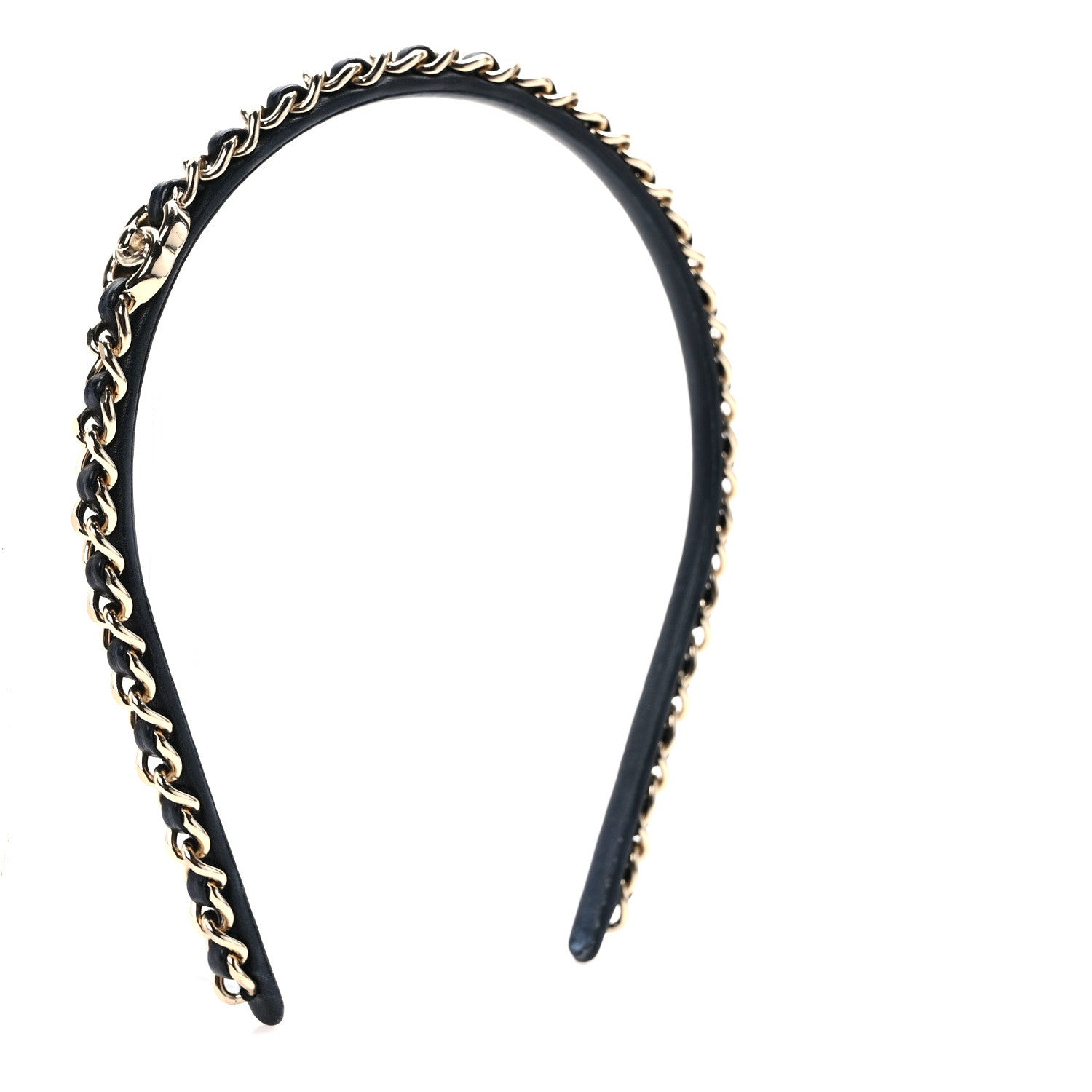 Chanel Metal Lambskin CC Turnlock Chain Headband Gold Black 3 of 8