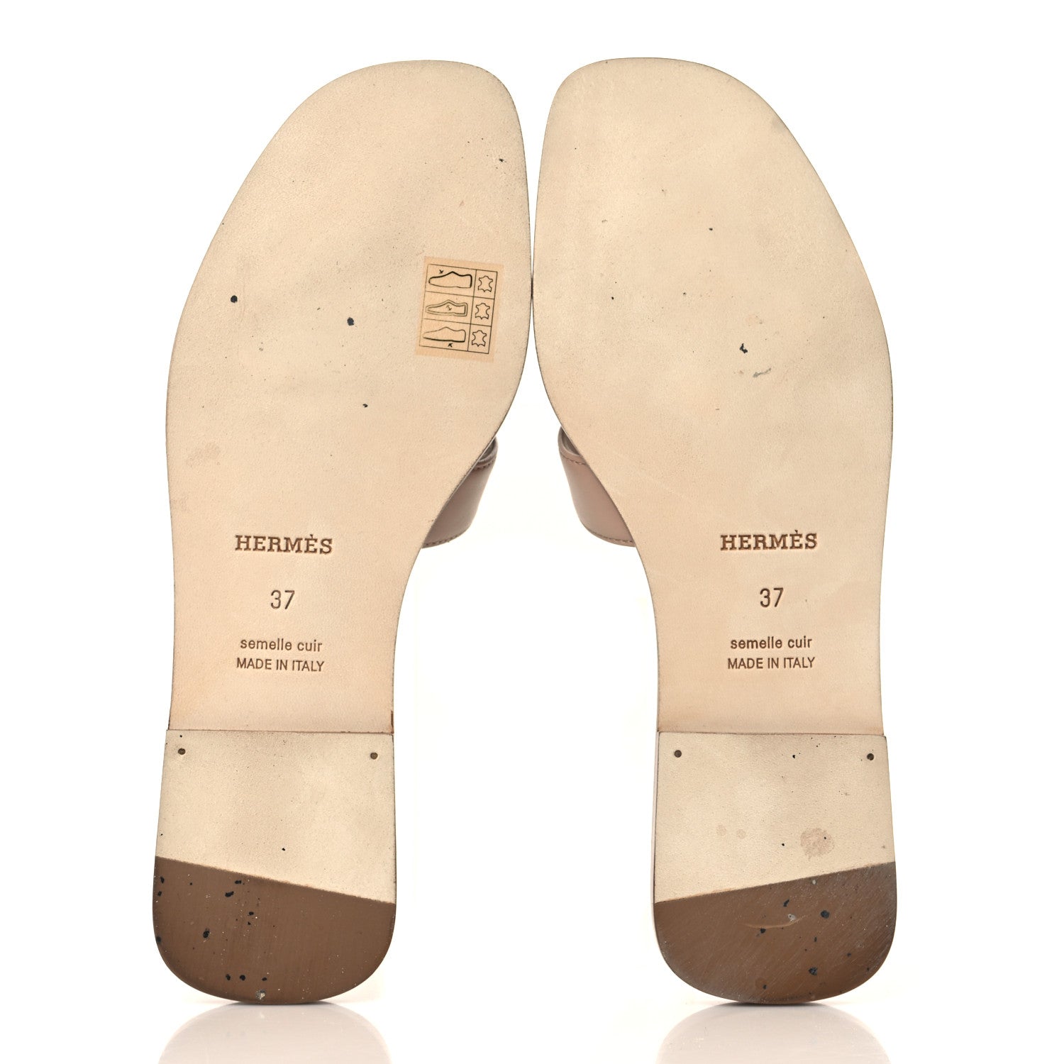 Hermes Box Calfskin Oran Sandals 37 Beige Nude 7 of 9