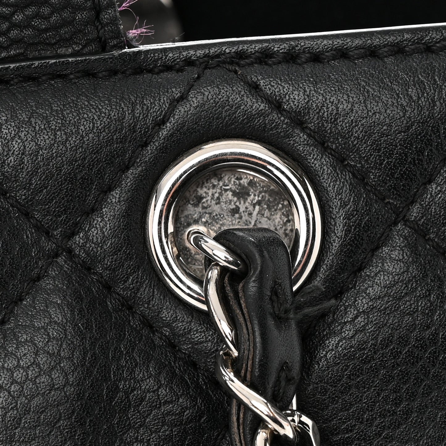 Caviar Quilted Large CC Box Shopping Tote Black