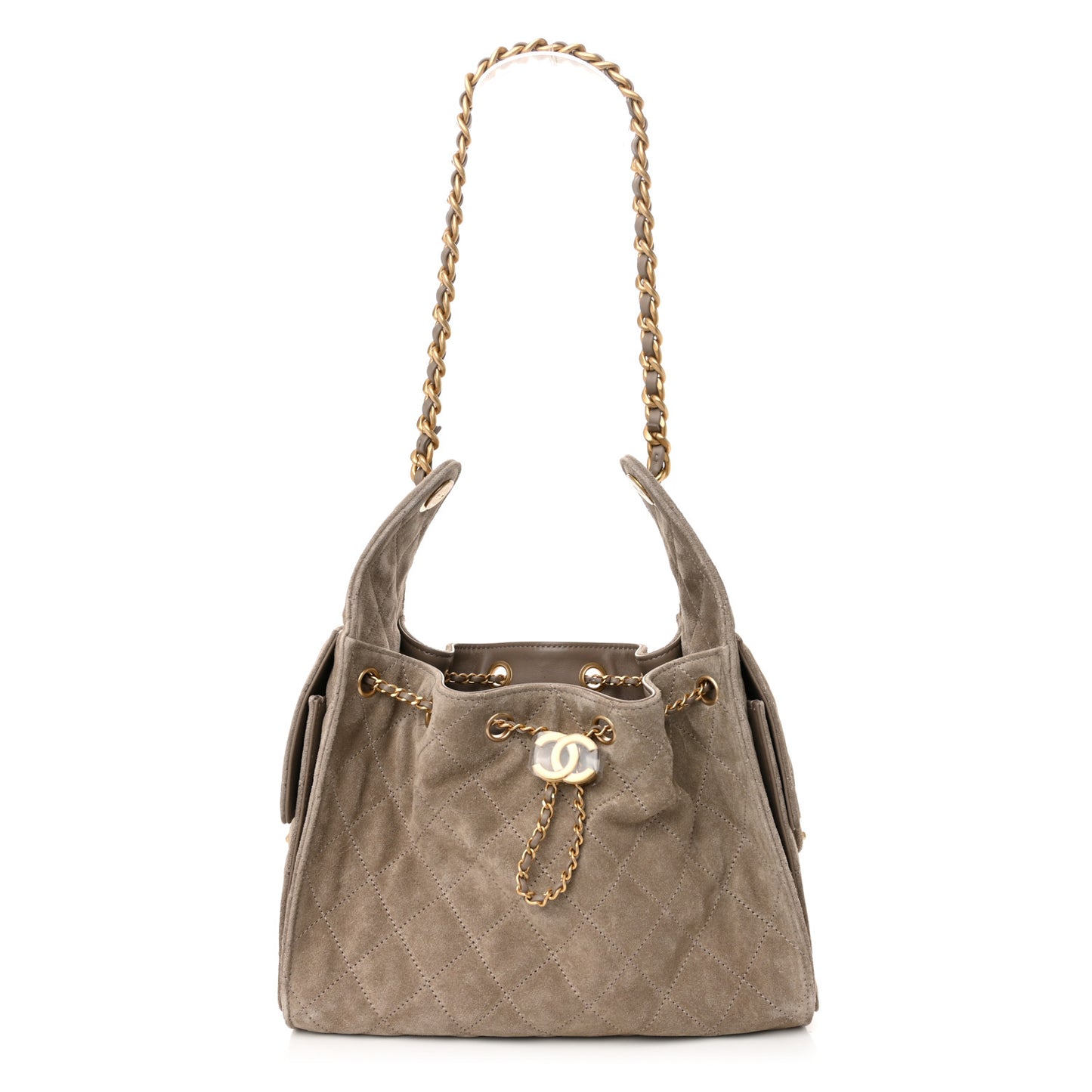 Suede Quilted Small Chanel 25 Handbag Dark Grey