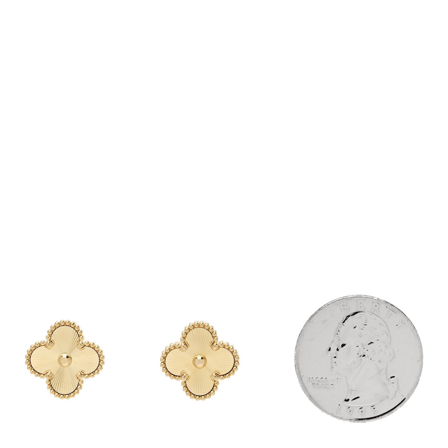 18K Yellow Gold Guilloche Vintage Alhambra Earrings