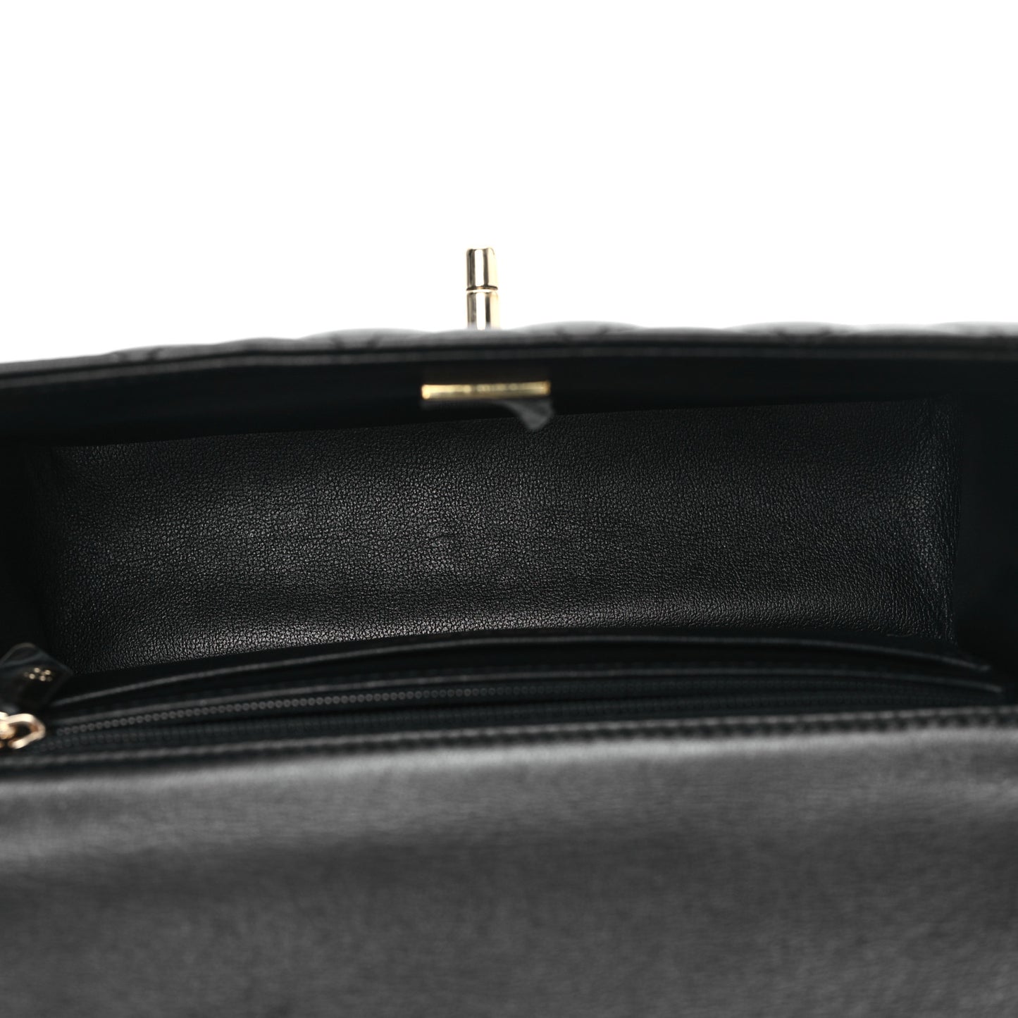 Lambskin Quilted Mini Top Handle Rectangular Flap Black