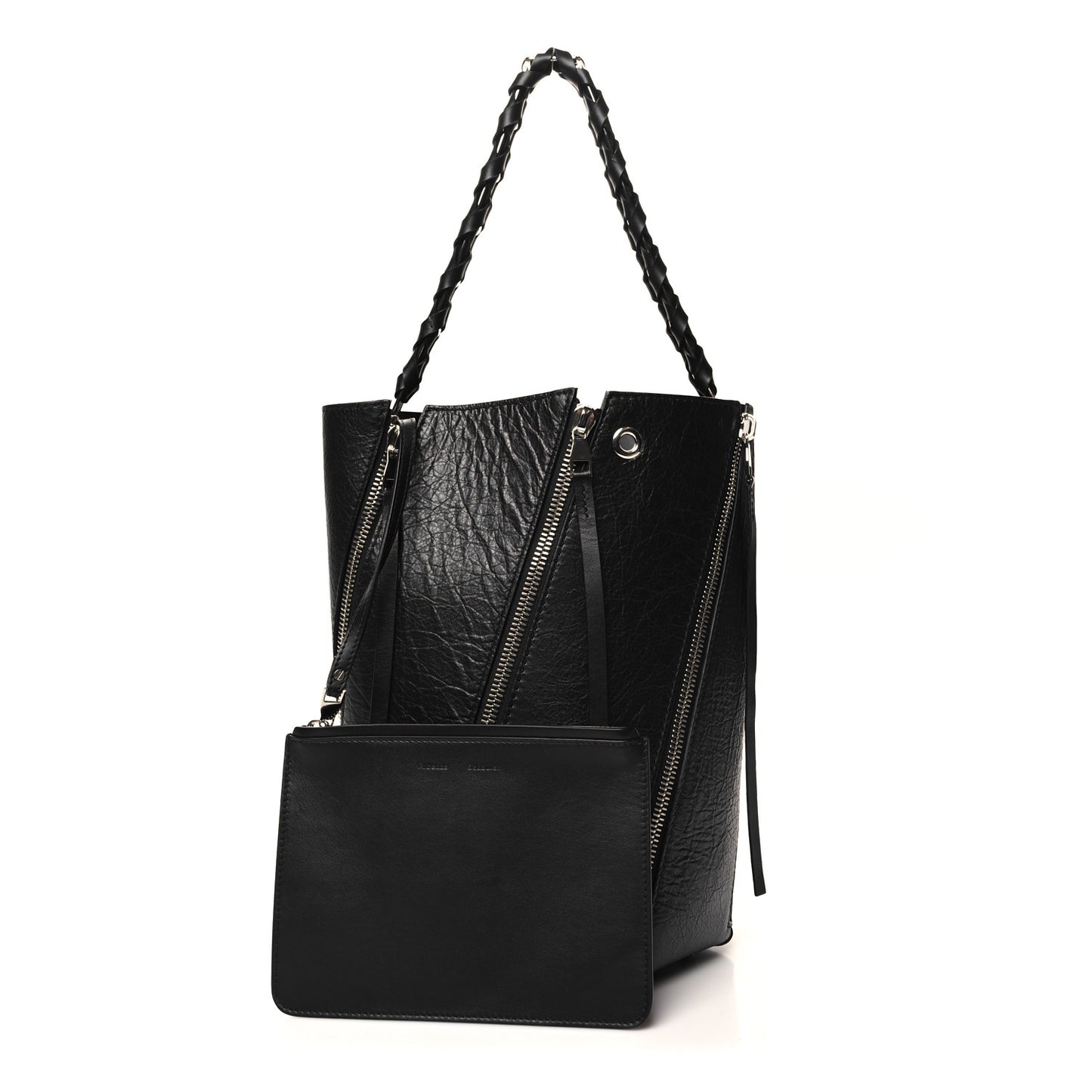 Calfskin Medium Hex Bucket Bag Black