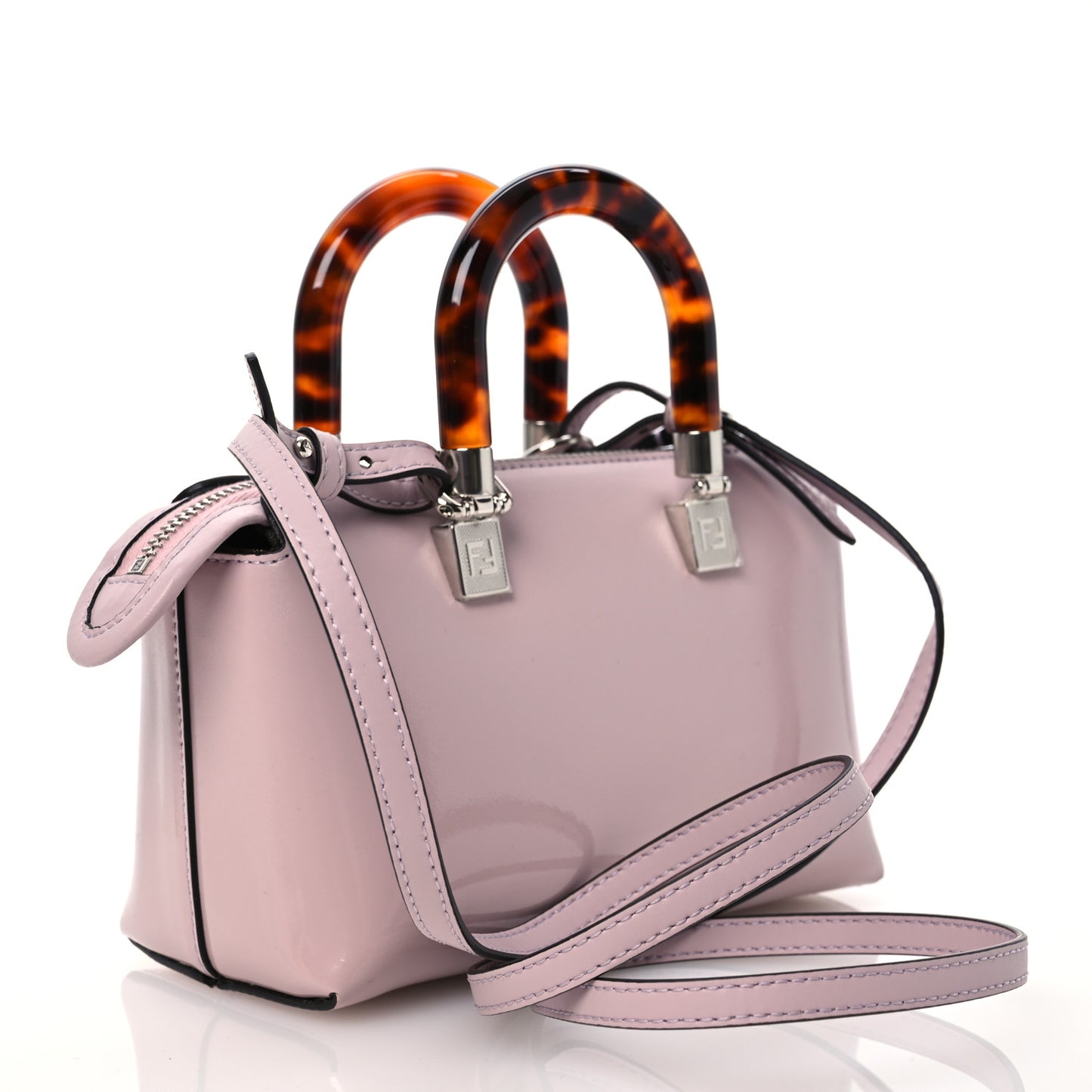 Vitello King Plexiglass Logo Embossed Mini By The Way Top Handle Boston Bag Soft Berry