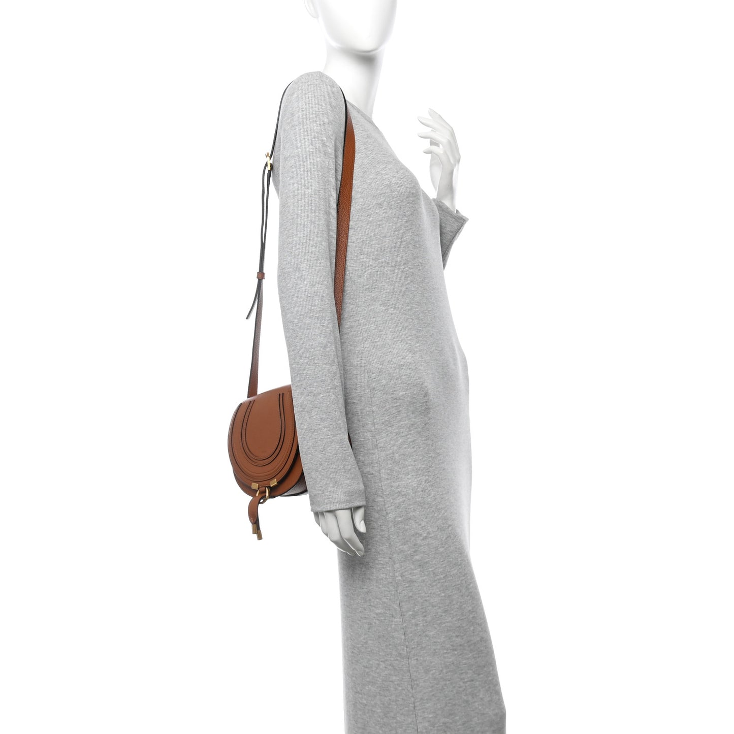 Calfskin Mini Marcie Round Crossbody Bag Tan