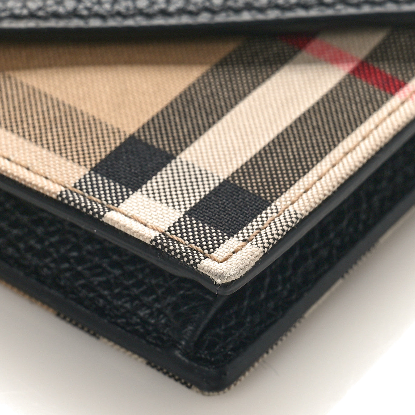 Burberry Grainy Calfskin Vintage Check Jade Card Case On Chain Black 9 of 9