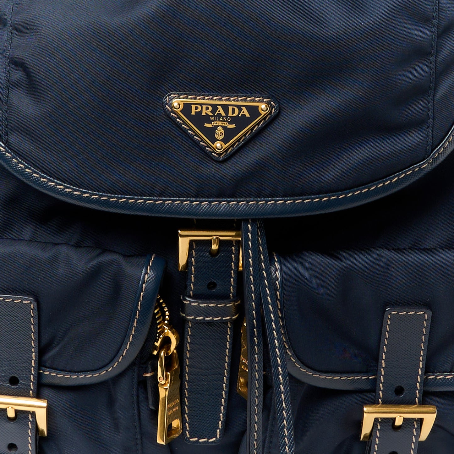 Tessuto Nylon Saffiano Vela Backpack Bleu