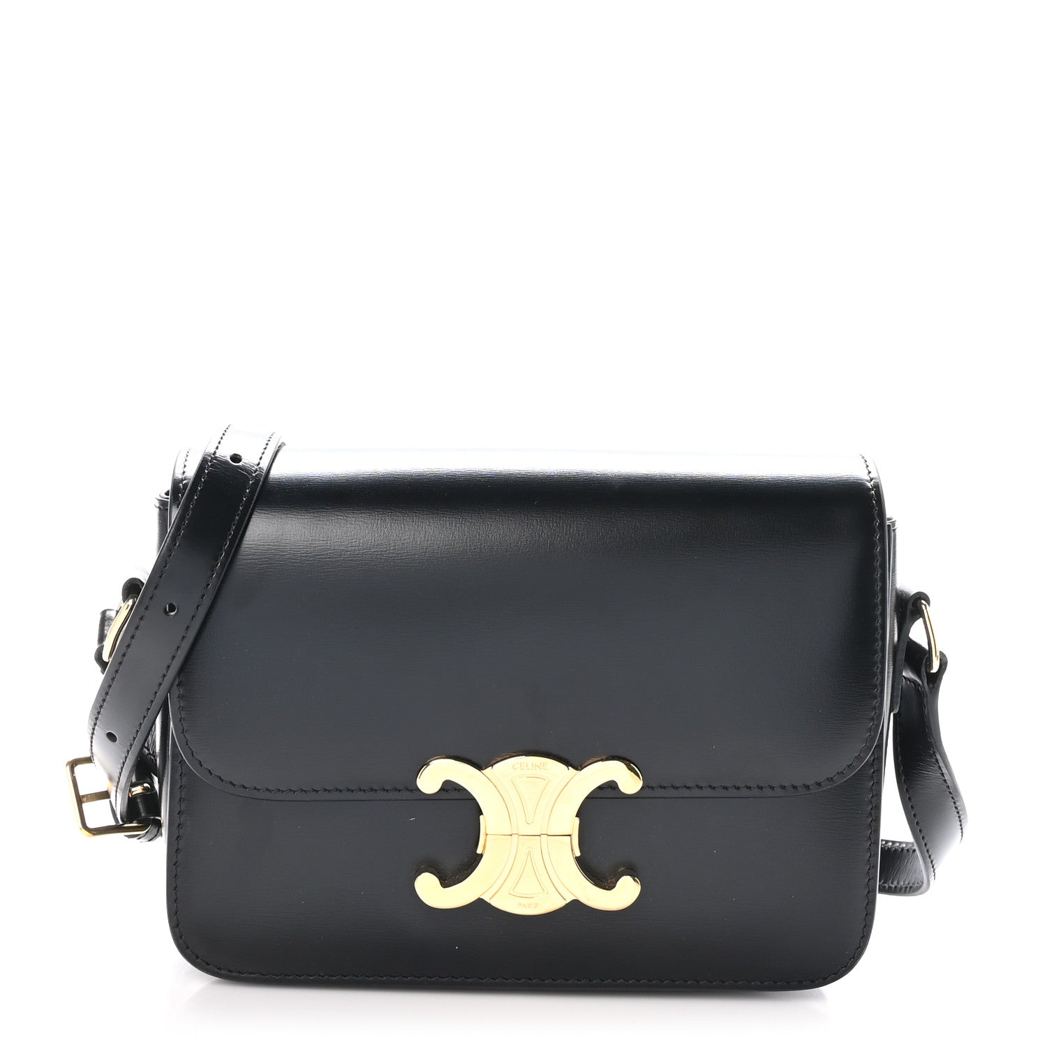 Celine Shiny Calfskin Teen Triomphe Black 1 of 10