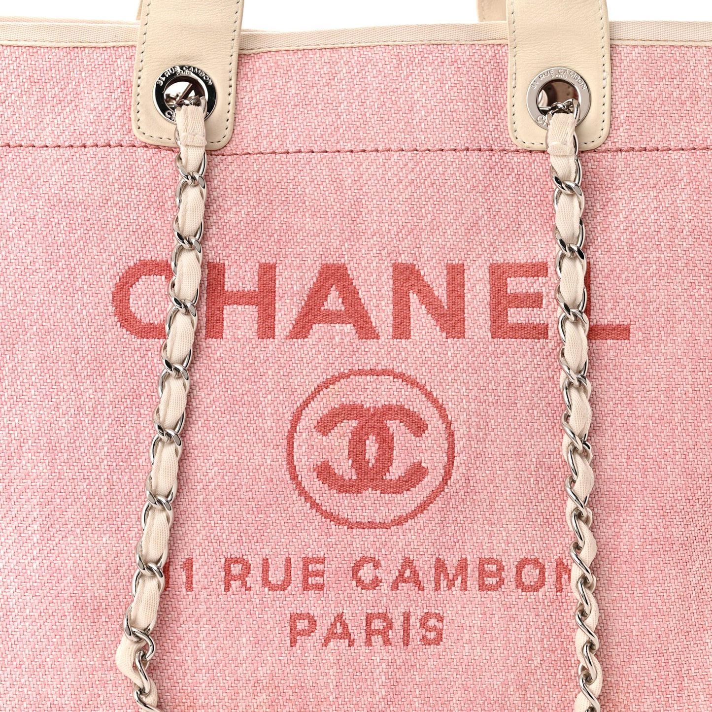 Woven Straw Raffia Medium Deauville Tote Pink White