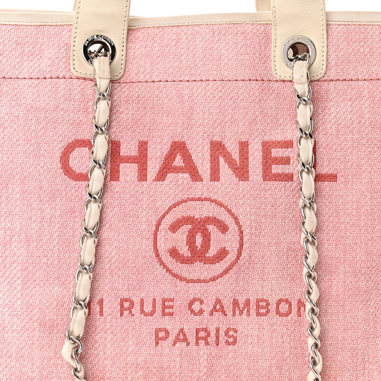 Chanel Woven Straw Raffia Medium Deauville Tote Pink White 8 of 11