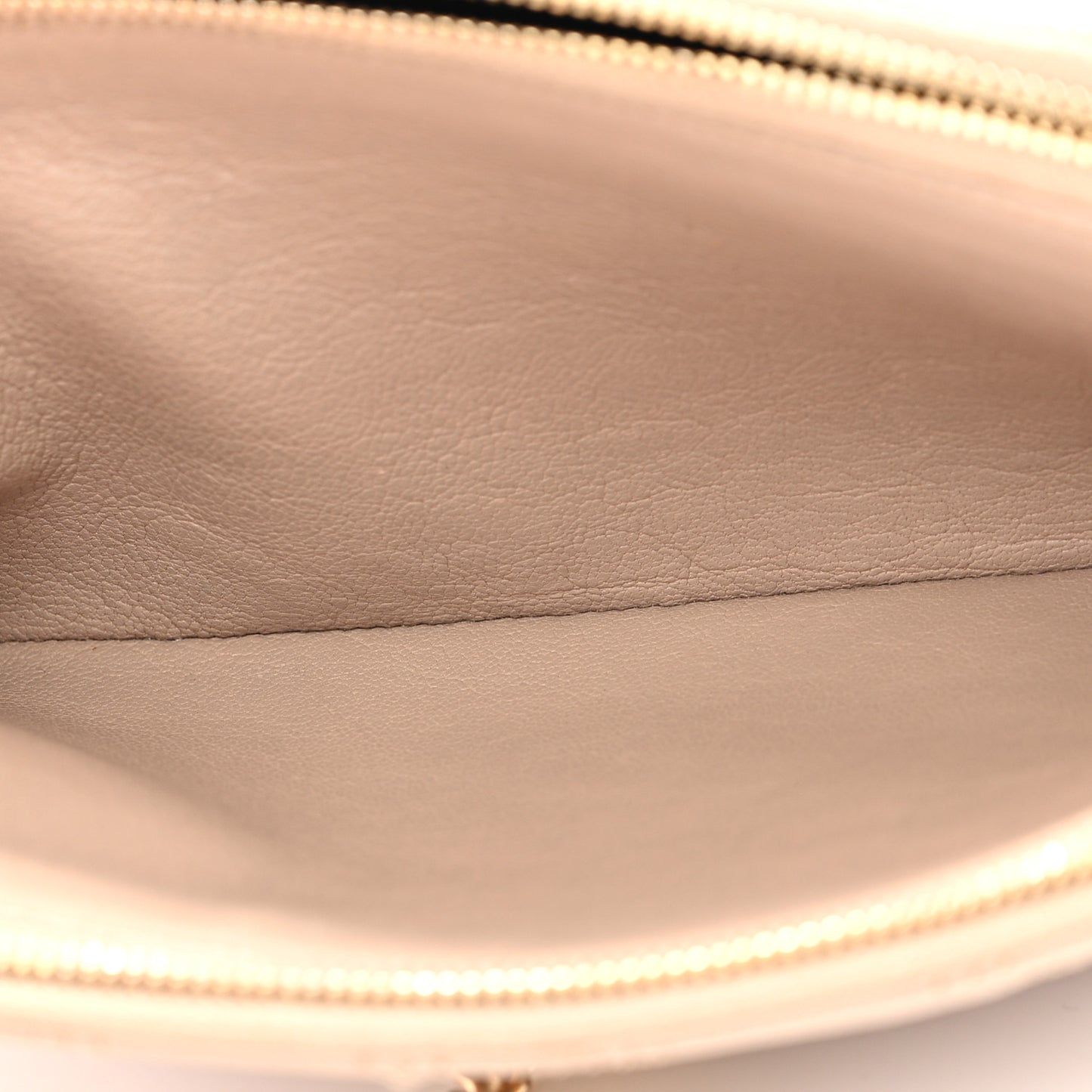 SAINT LAURENT Grained Lambskin Quilted Mini Becky Double Zip Bag Natural Tan
