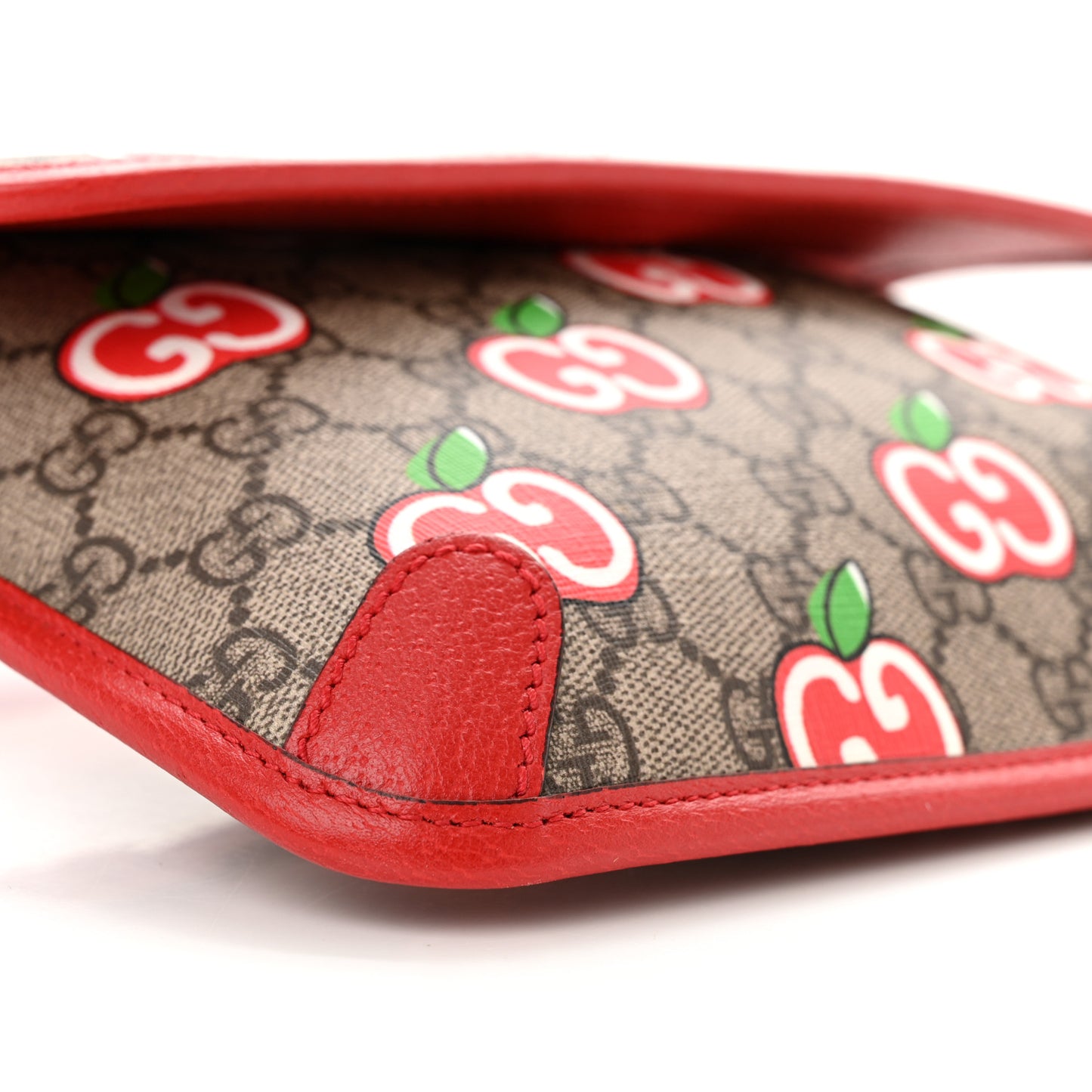 GG Supreme Monogram Apple Interlocking G Belt Bag Beige Multicolor Lobster Red