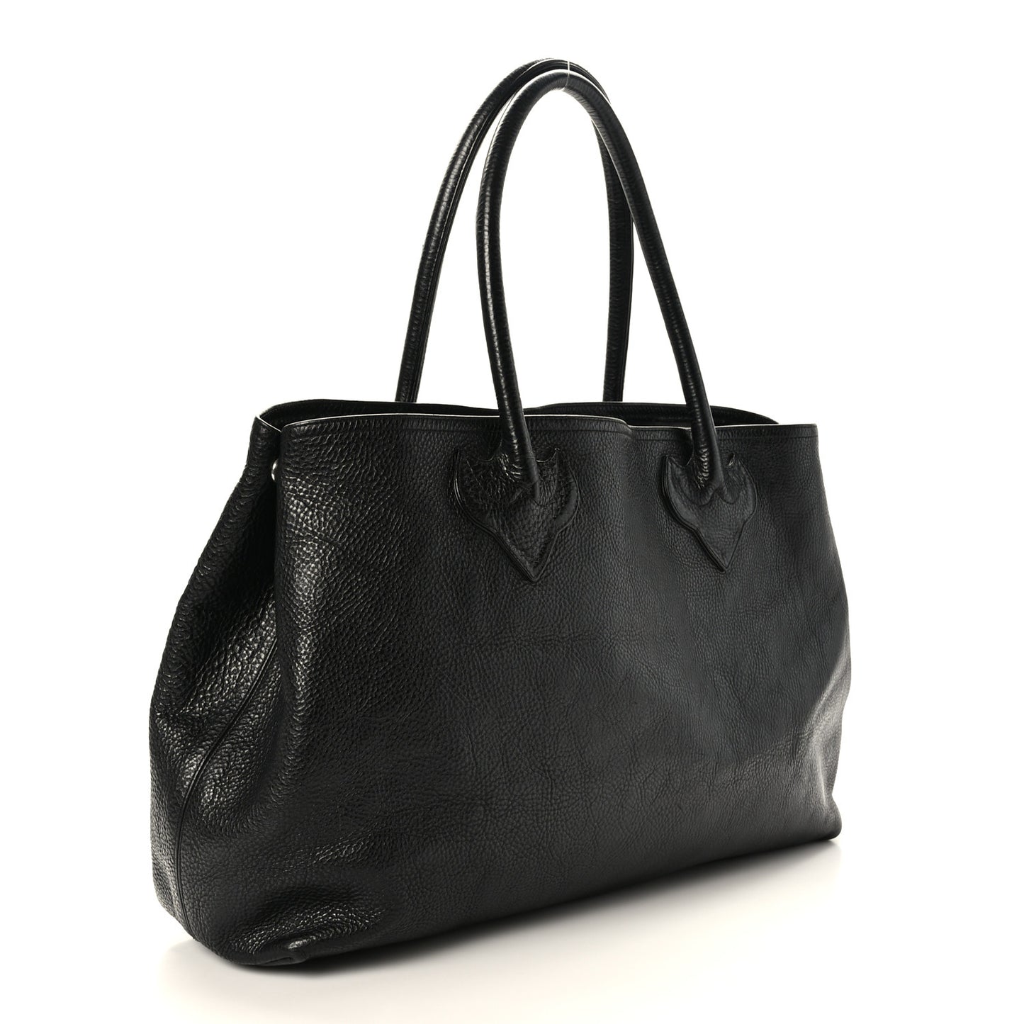 Grained Calfskin Fleur De Lis Tote Black