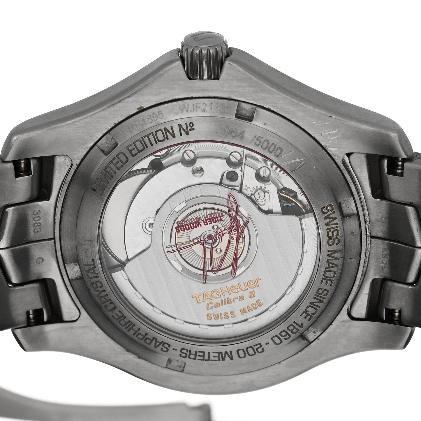 Stainless Steel 39mm Link Tiger Woods Automatic Watch Black WJF211D