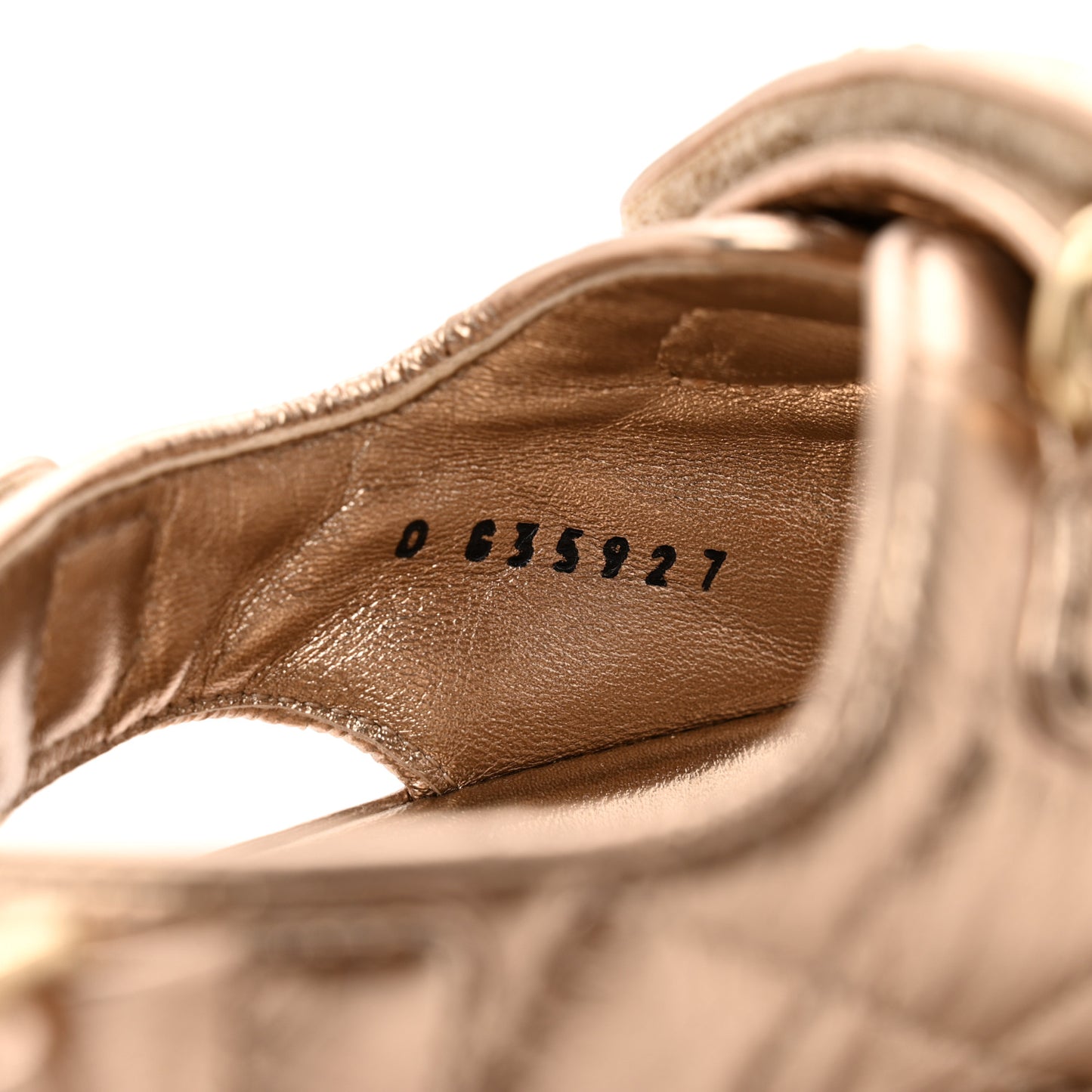 Iridescent Lambskin Quilted Velcro Dad Sandals 37 Light Bronze