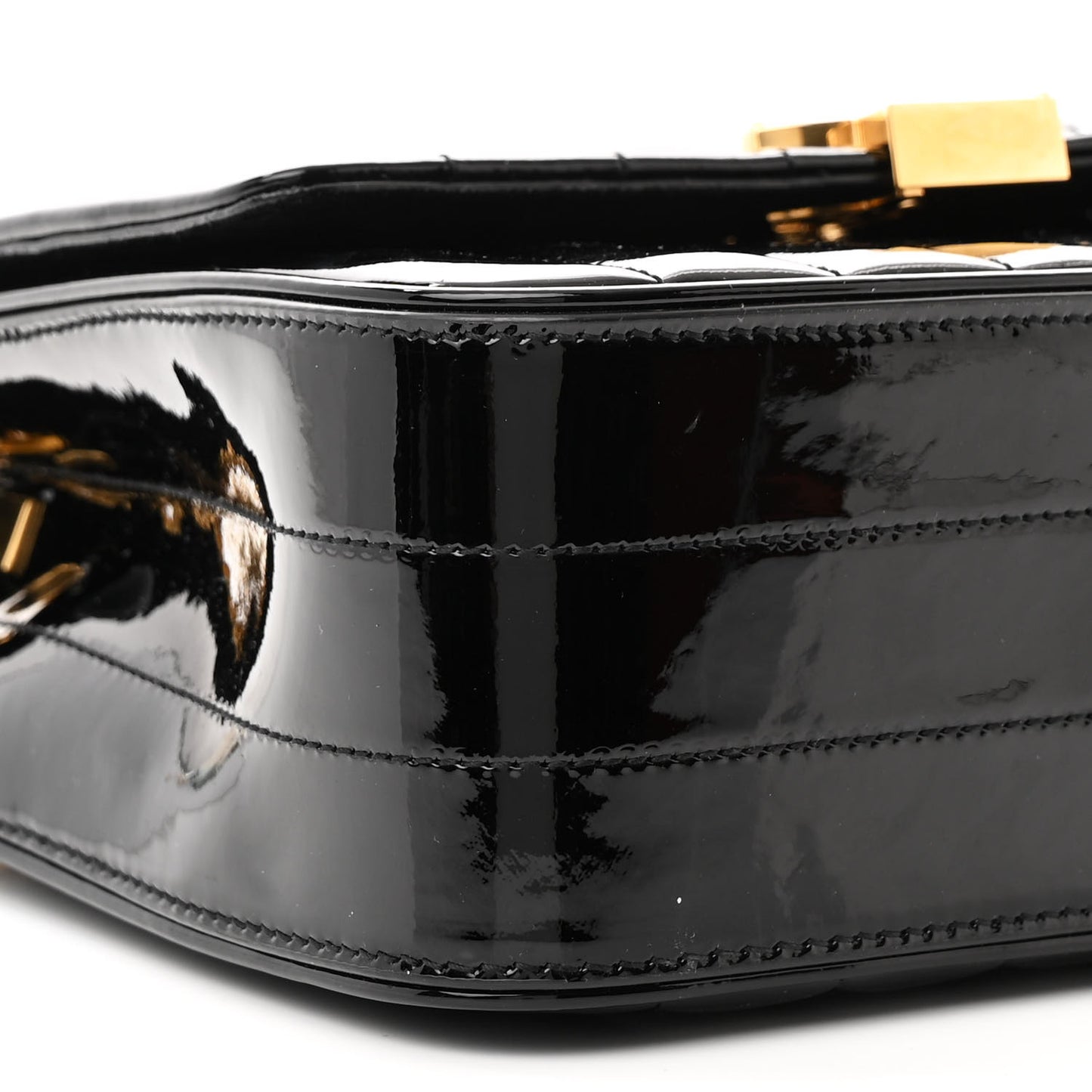 Patent Calfskin Matelasse Monogram Medium Vicky Chain Bag Black