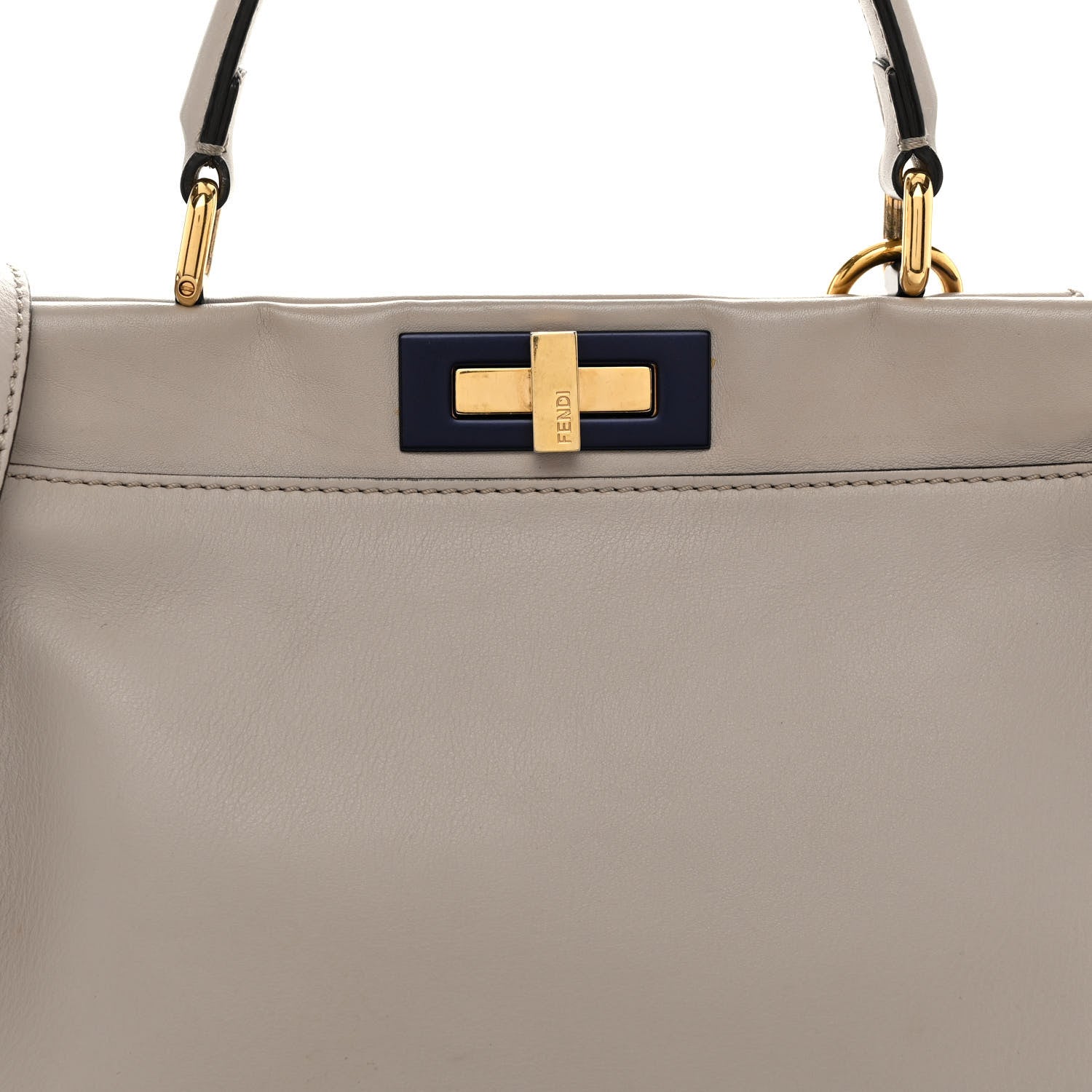 Fendi Vitello Seta Shiny Nappa Medium Peekaboo Iconic Satchel Grigio Polvere Magenta 7 of 10