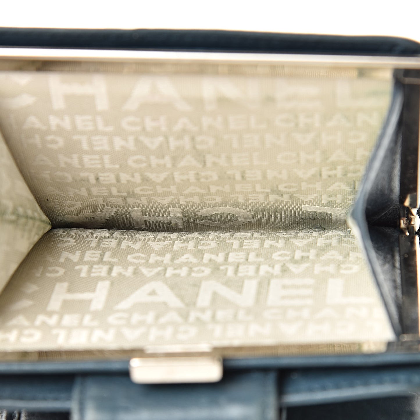 Aged Calfskin Cambon Compact Wallet Blue