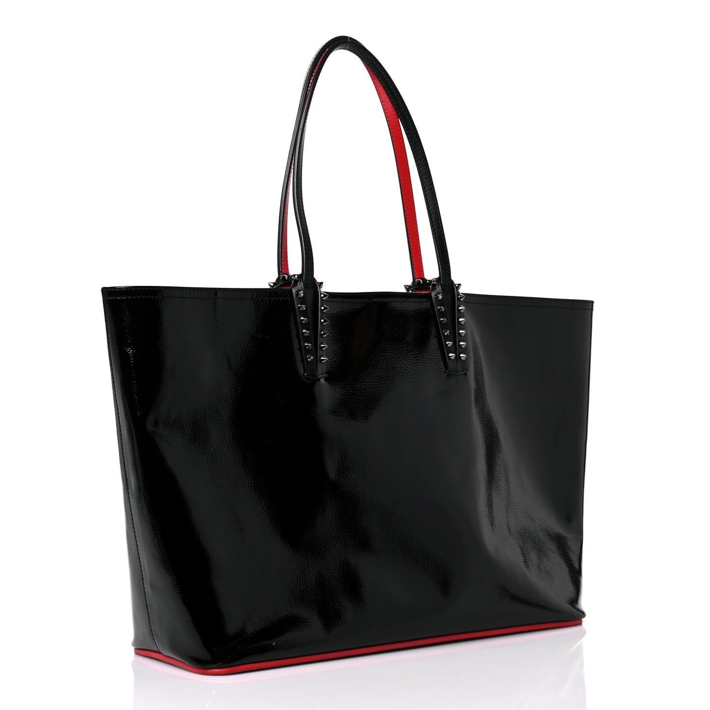 Patent Calfskin Spikes East West Cabata Tote Black