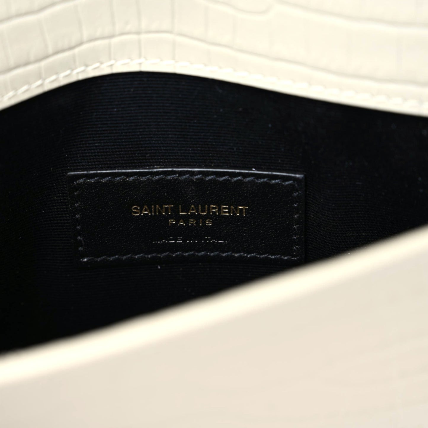 Calfskin Crocodile Embossed Uptown Monogram Pouch Crema Soft