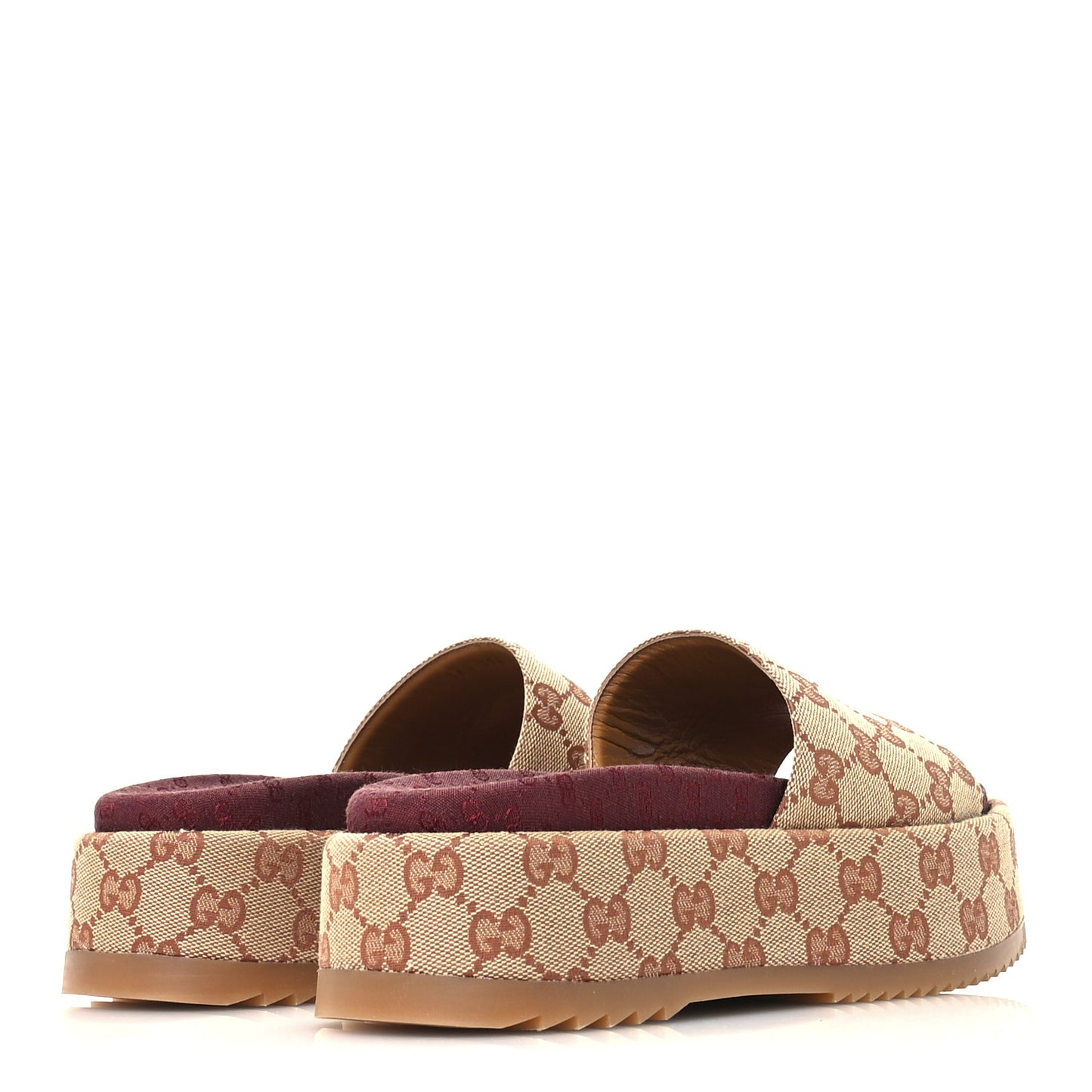 Canvas GG Monogram Angelina Platform Slide Sandals 36.5 Beige Ruggine