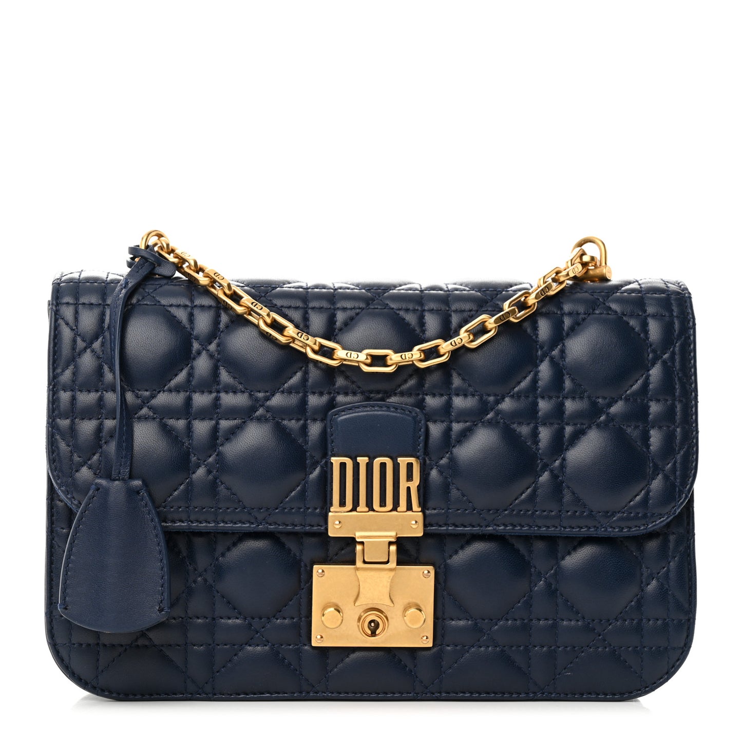 Lambskin Cannage Large Dioraddict Flap Bag Indigo Blue