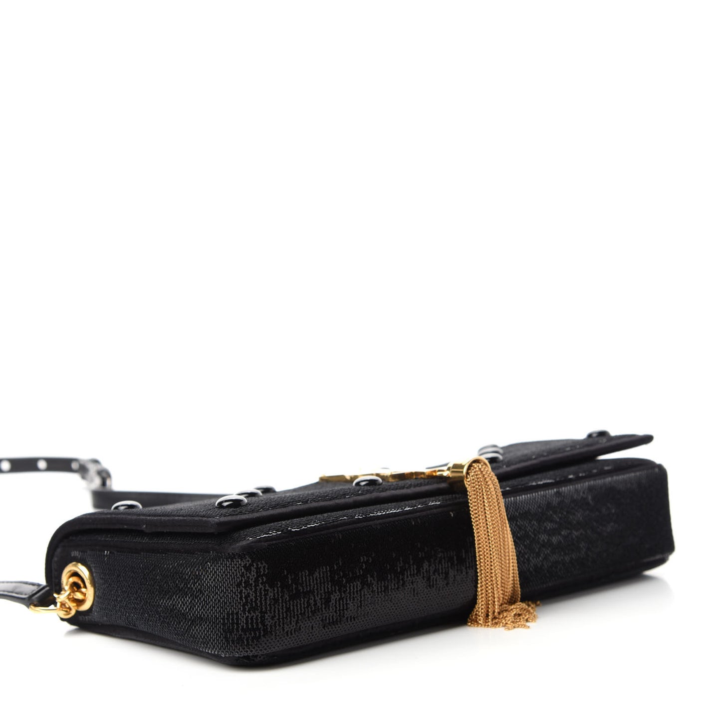 Sequin Satin Monogram Tassel Kate 99 Black