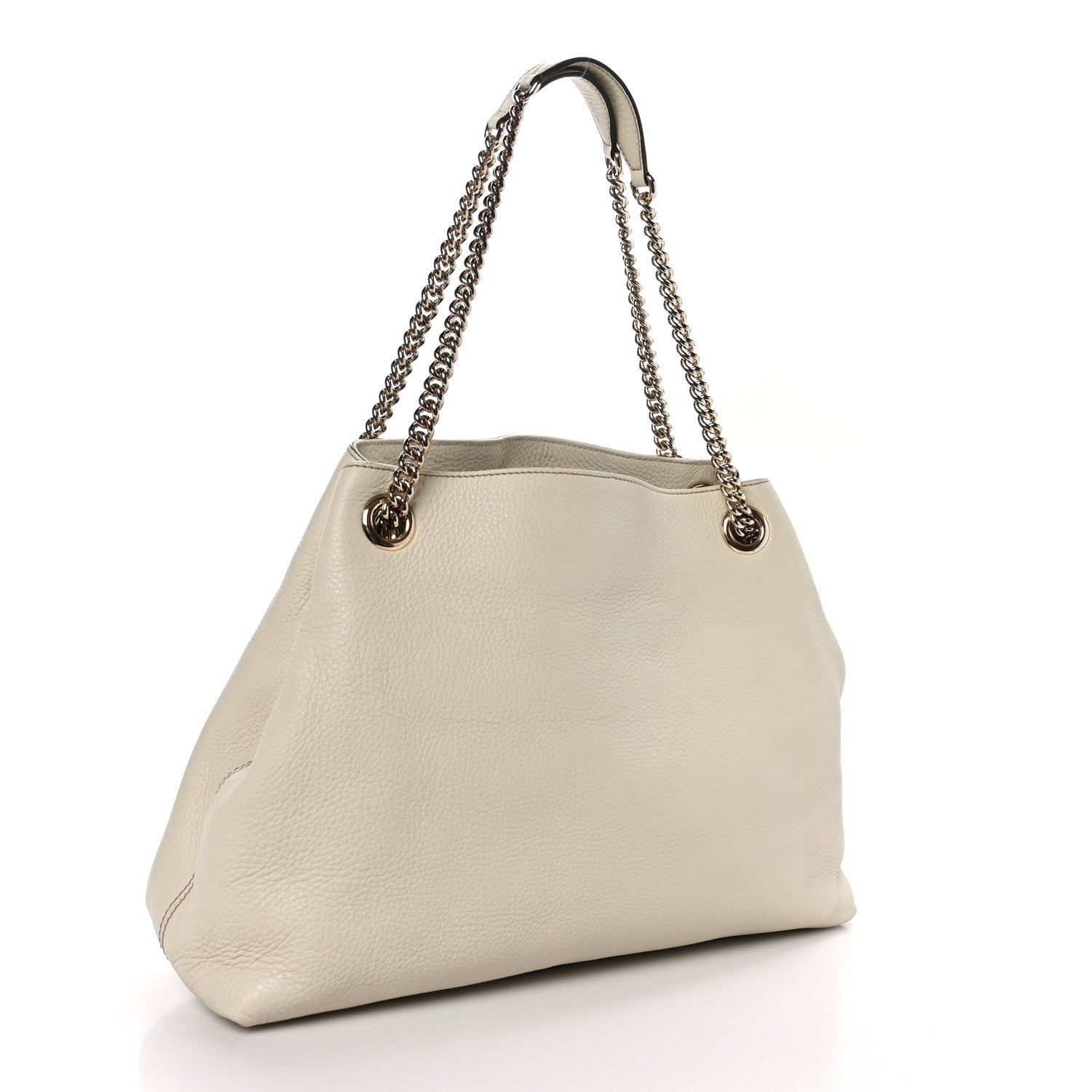 Gucci Pebbled Calfskin Medium Soho Chain Shoulder Bag Off White 3 of 12