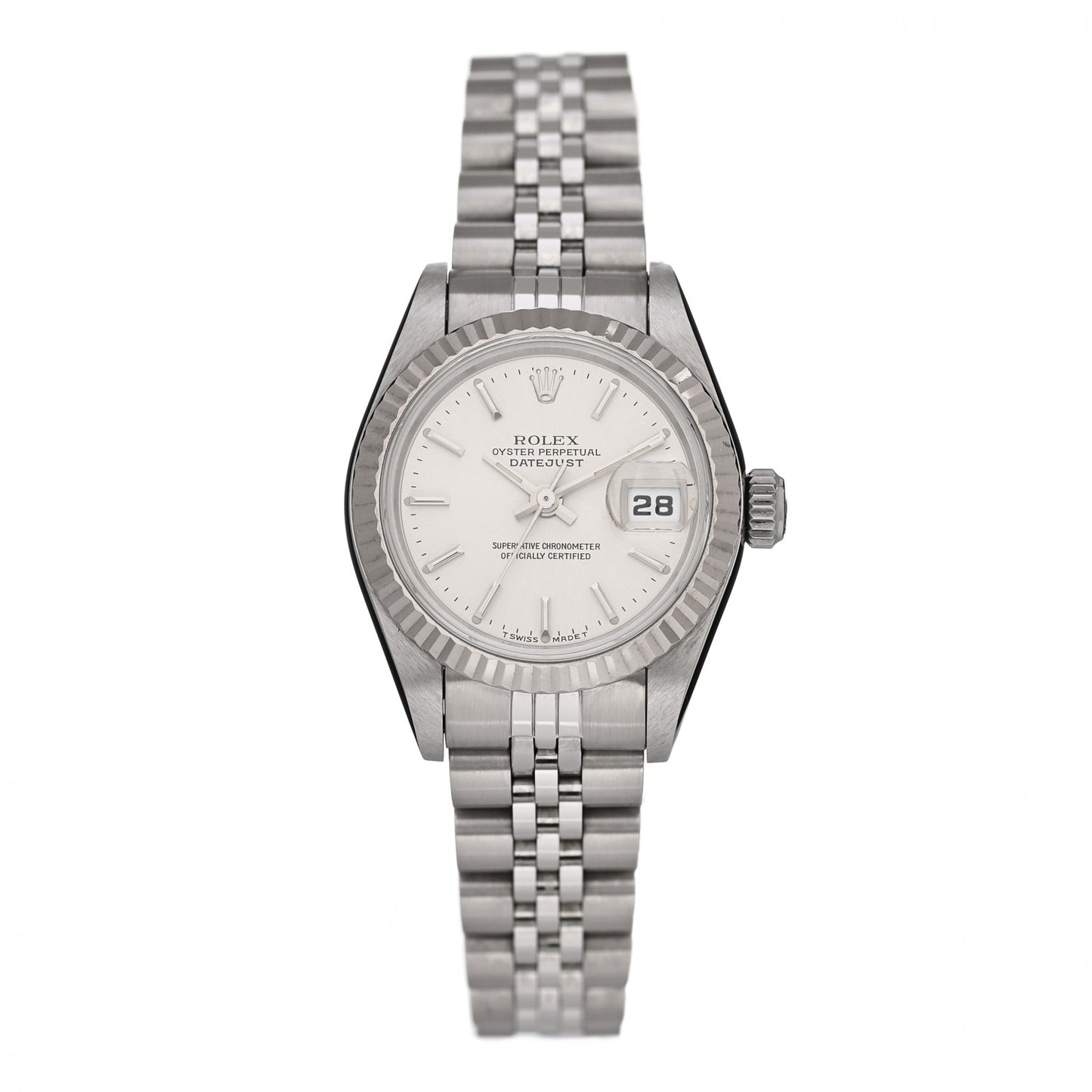 Stainless Steel 18K White Gold 26mm Oyster Perpetual Datejust Watch Silver 69174