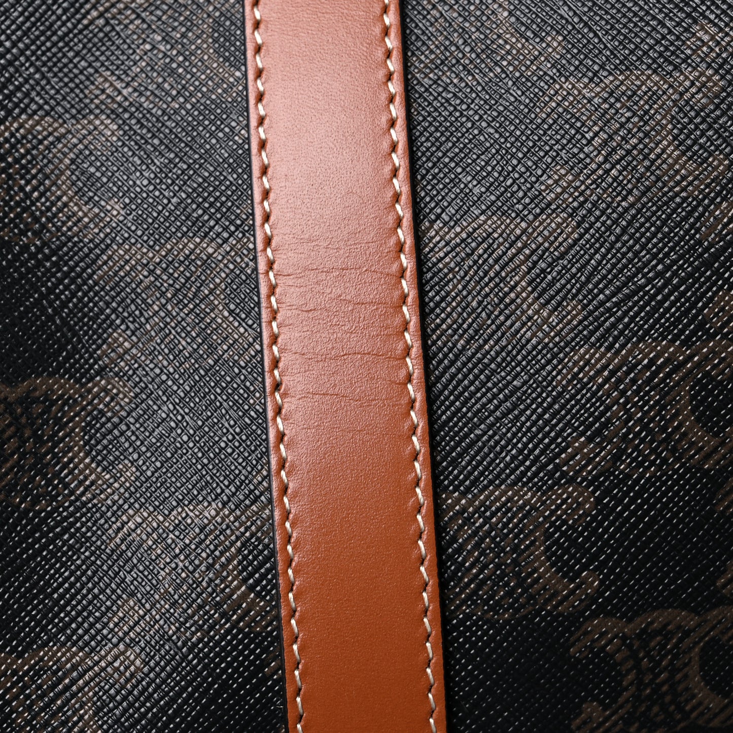 Triomphe Canvas Calfskin Boston Bag Tan
