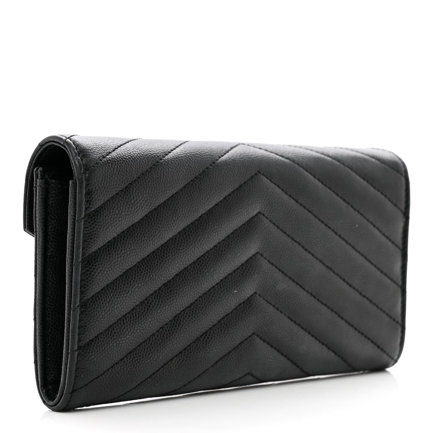 Grain De Poudre Matelasse Chevron Monogram Flap Wallet Black