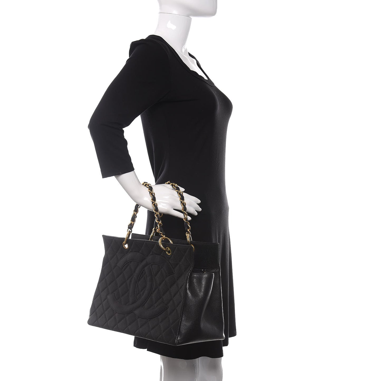 Caviar Quilted Grand Shopping Tote GST Black