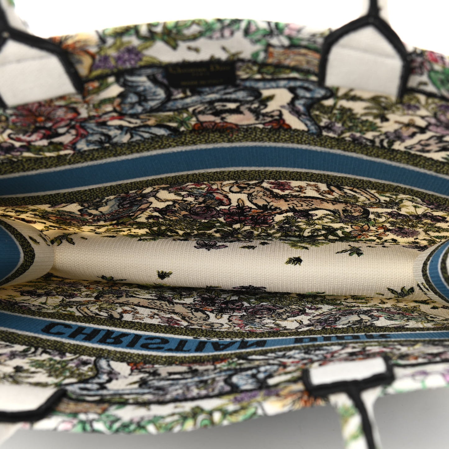Canvas Embroidered Large D-Constellation Book Tote Latte Multicolor