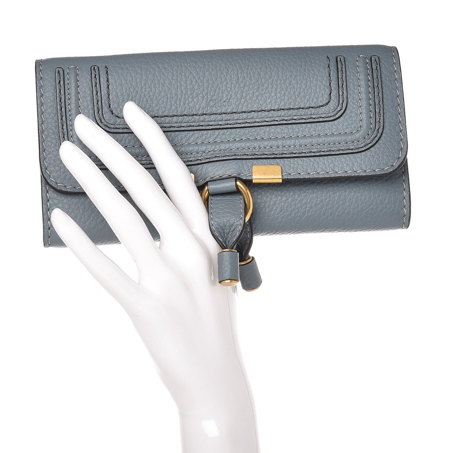 Calfskin Marcie Continental Flap Wallet Cloudy Blue