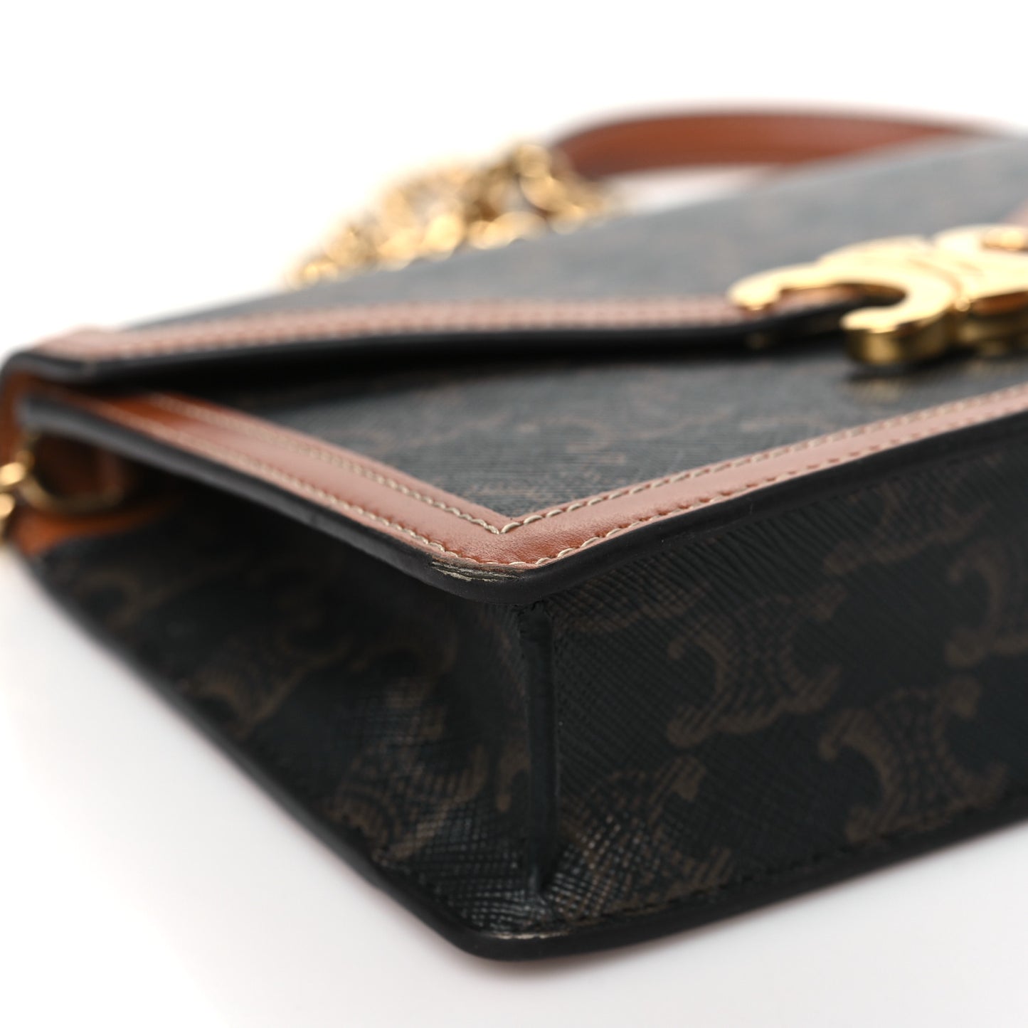 Triomphe Canvas Calfskin Envelope Bag Tan