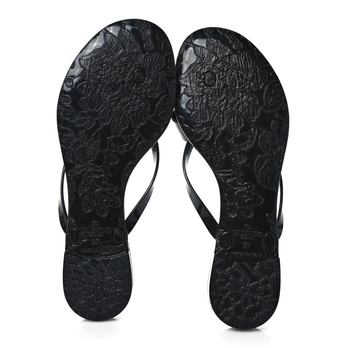 PVC Jelly Bow Thong Sandals 37 Black