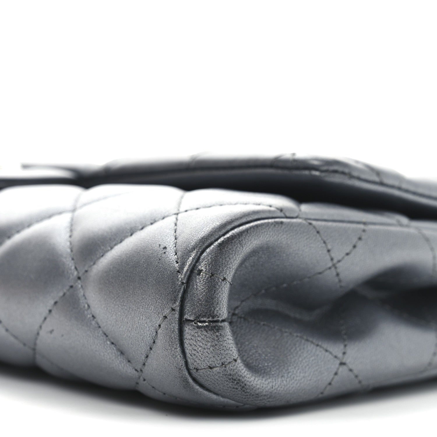 Chanel Metallic Lambskin Quilted Clutch With Chain Flap   Dark Grey 10 of 11