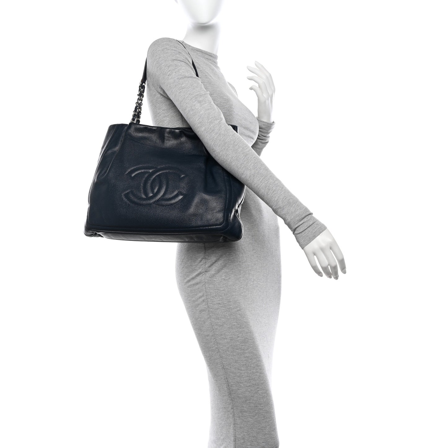 Caviar CC Timeless Shopping Tote Navy
