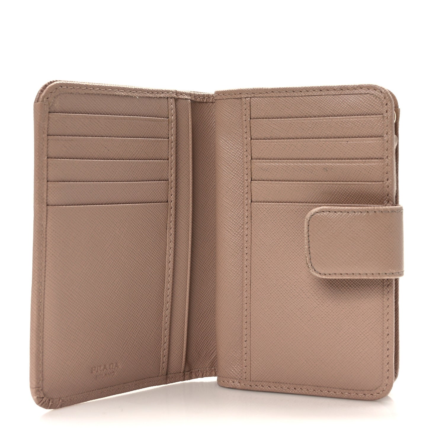 Saffiano Metal Compact Zip Around Wallet Cammeo