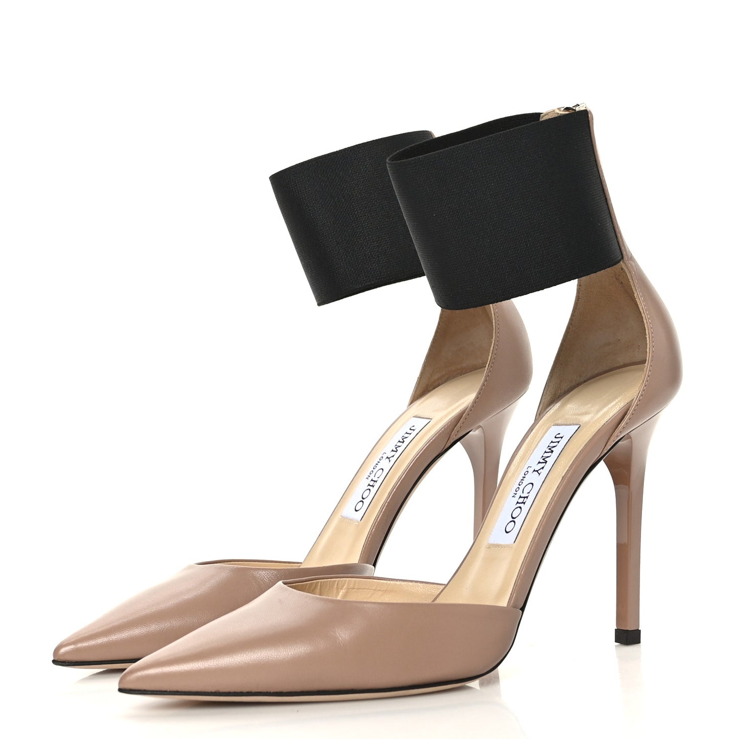 Calfskin Trinny Ankle Strap 100 Pumps 37.5 Ballet Pink Black