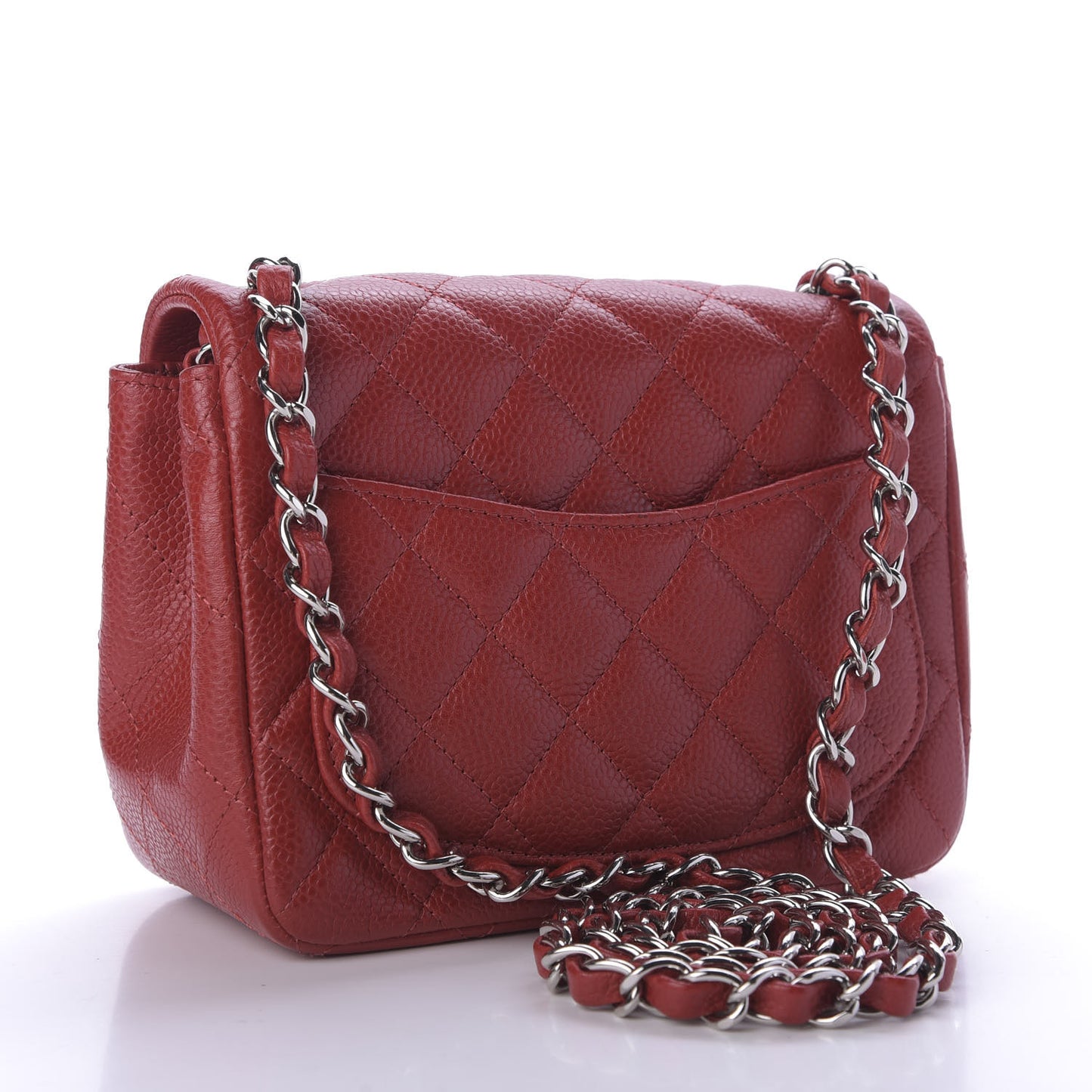 Caviar Quilted Mini Square Flap Red