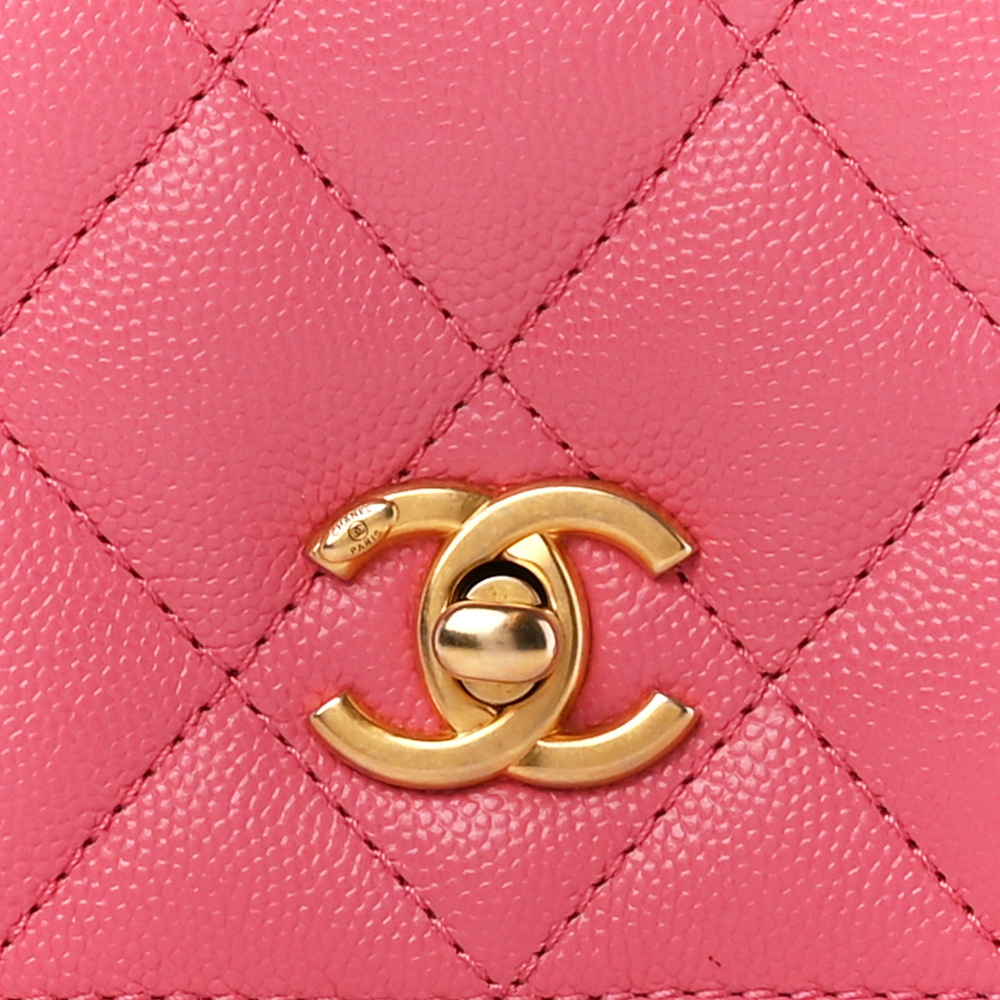 Caviar Quilted Mini Top Handle Flap Pink
