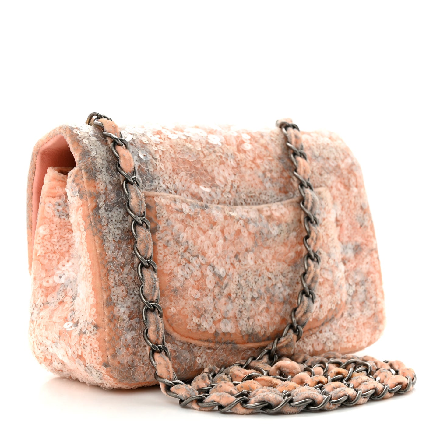 Sequin Mini Flap Light Orange Grey